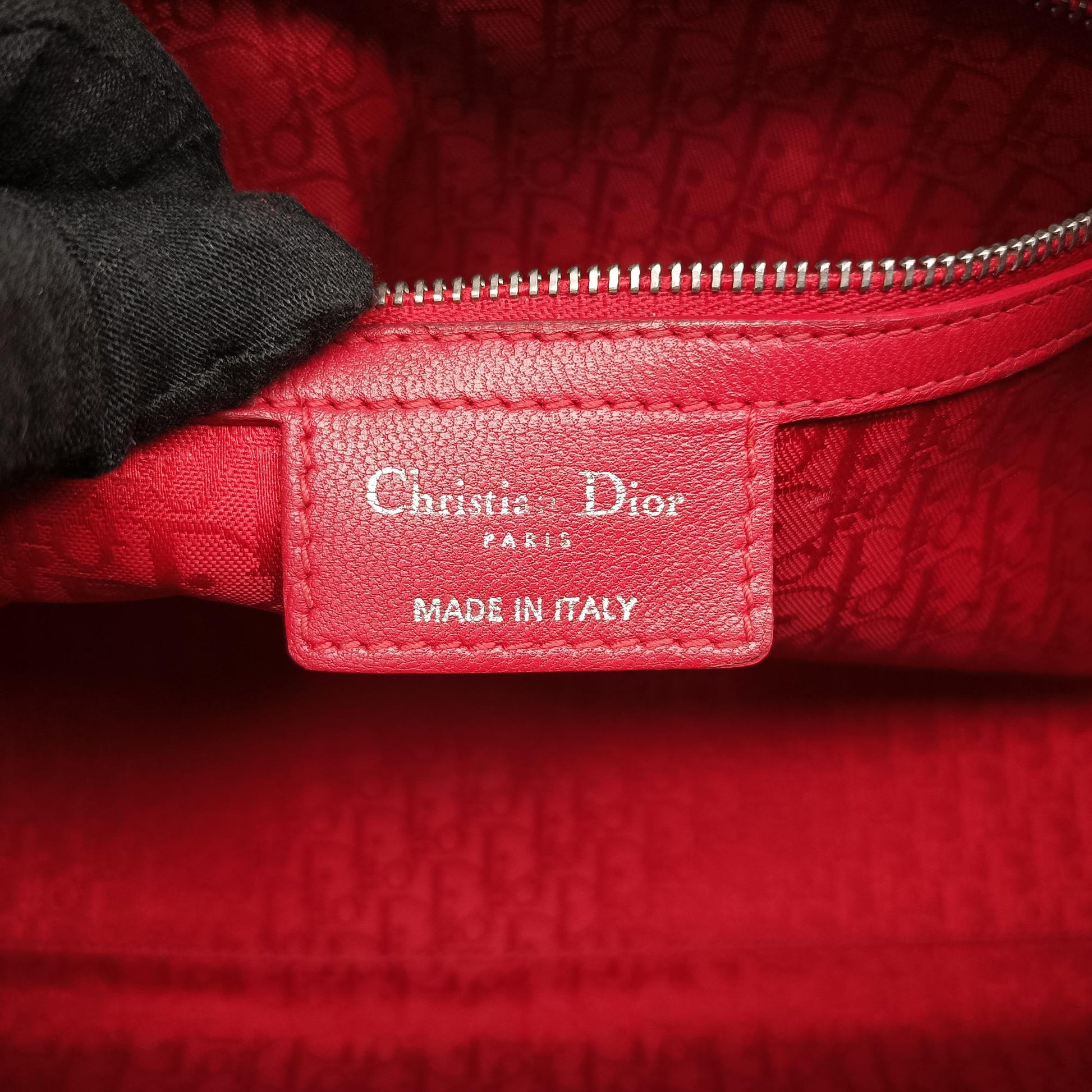 Lady Dior Red lambskin 08-MA-0161レディディオール レッド ラムスキン 08-MA-0161