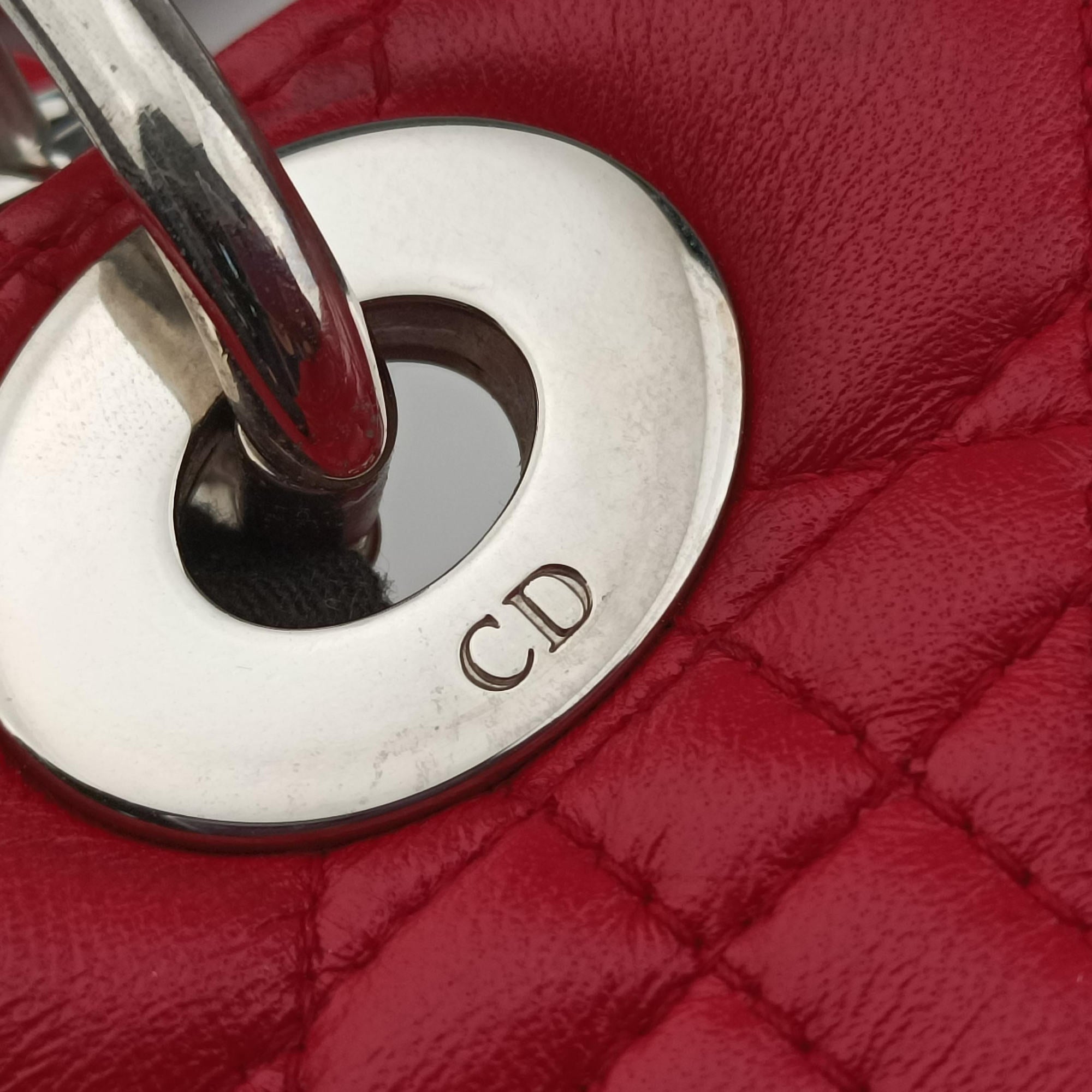 Lady Dior Red lambskin 08-MA-0161レディディオール レッド ラムスキン 08-MA-0161
