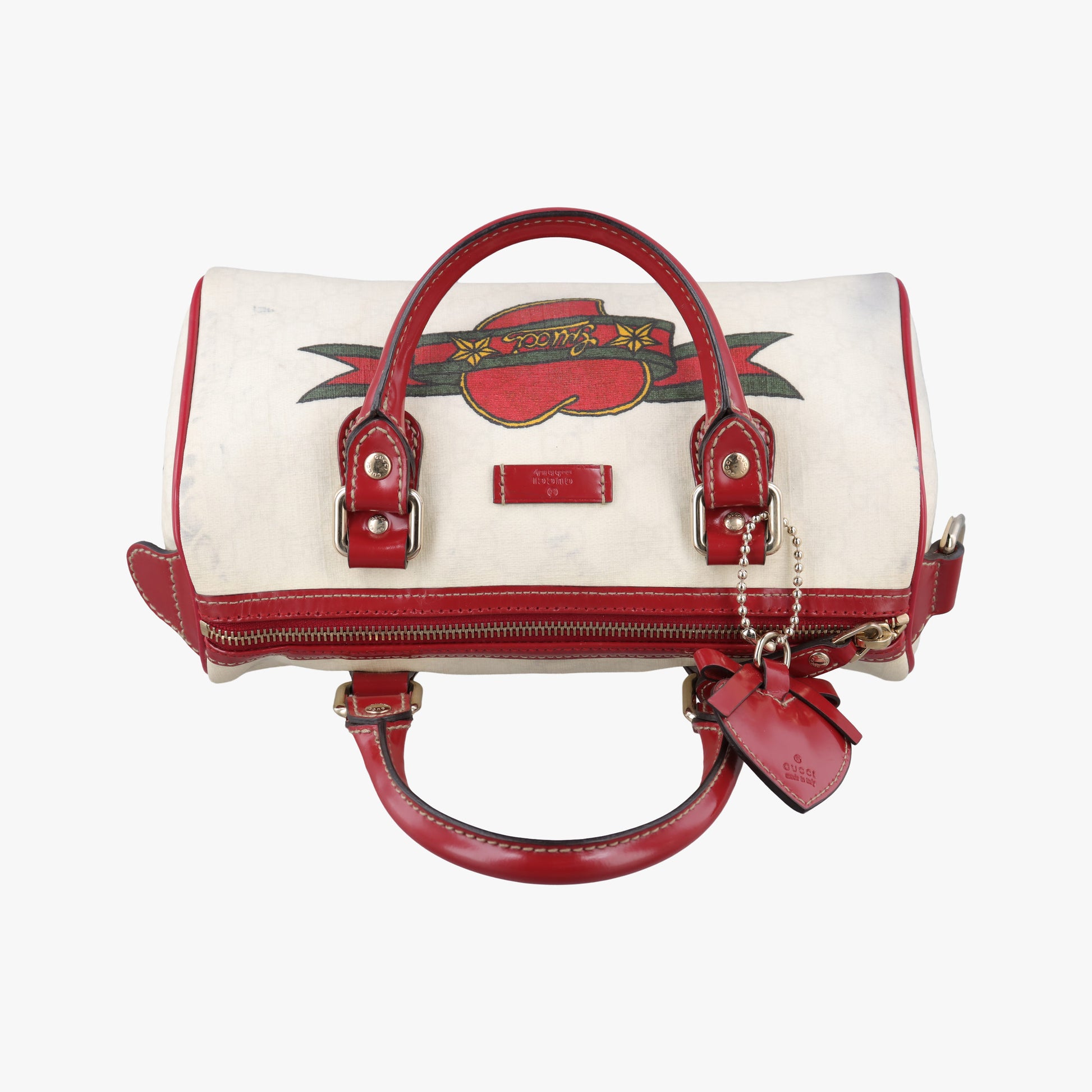 GG Supreme Tattoo Print Heart Charm Joy White PVC coated canvas 190257 F3741213GGスプリーム タトゥープリント ハートチャーム ホワイト PVCコーティングキャンバス 190257 F3741213
