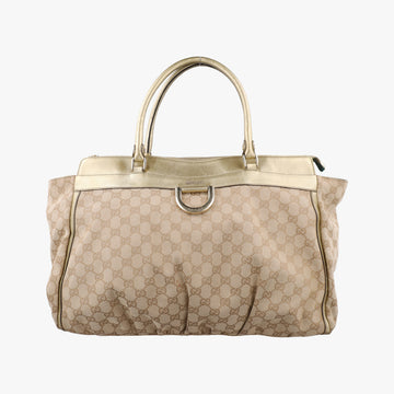 Pre-owned Gucci Abbey D-Ring Golden×Brown Leather×canvas 189931 handbag | stylenewstar