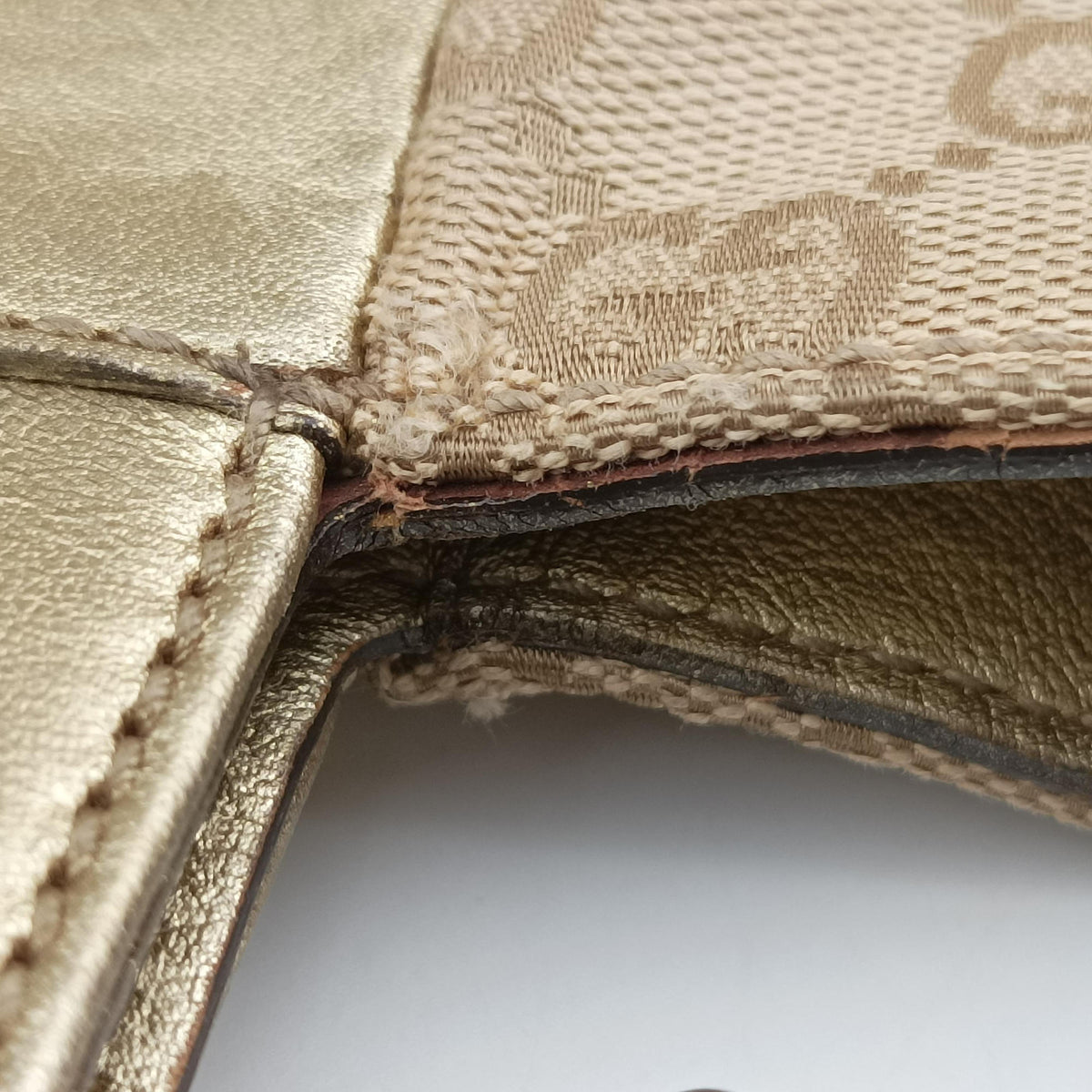 Pre-owned Gucci Abbey D-Ring Golden×Brown Leather×canvas 189931 handbag | stylenewstar