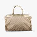 Pre-owned Gucci Abbey D-Ring Golden×Brown Leather×canvas 189931 handbag | stylenewstar