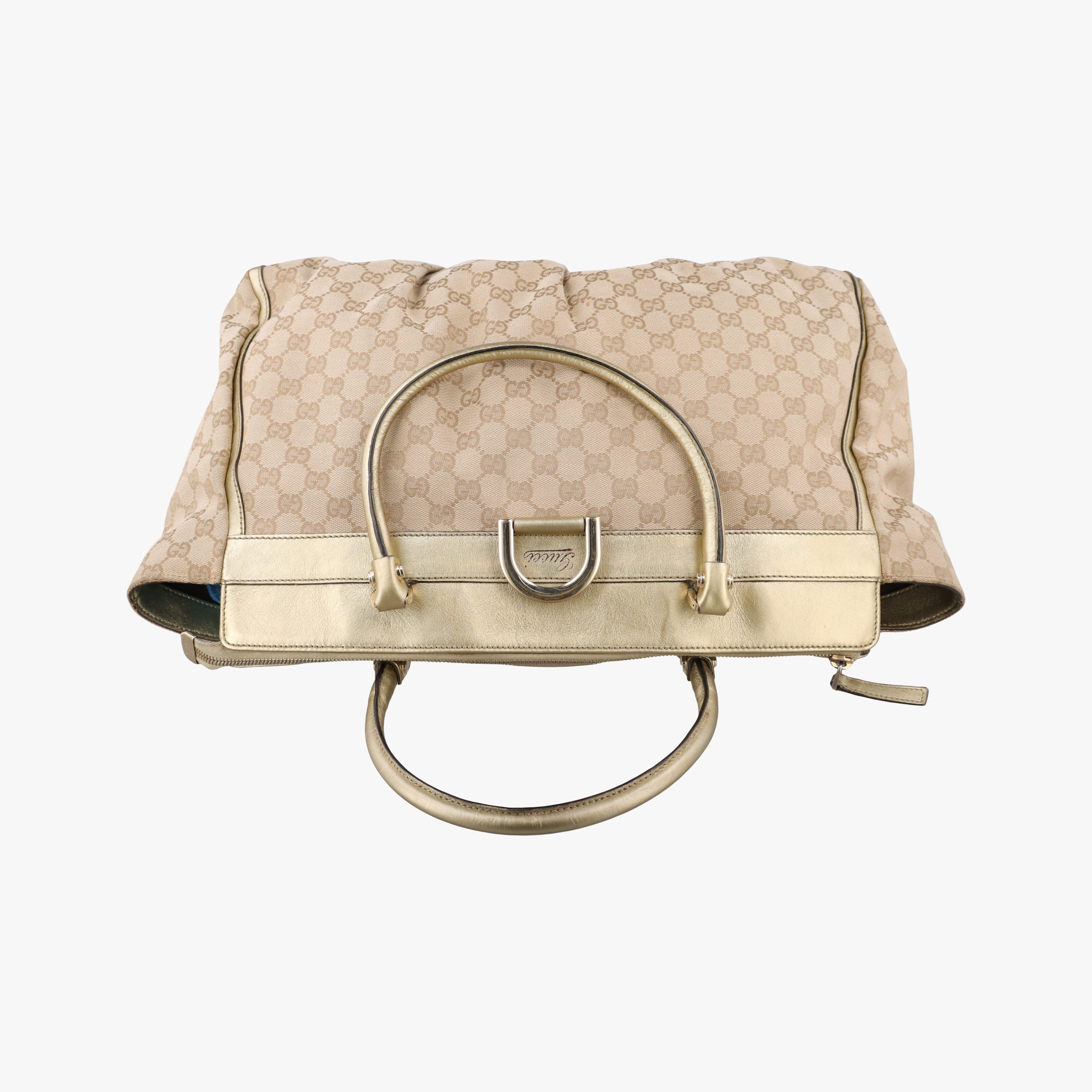 Pre-owned Gucci Abbey D-Ring Golden×Brown Leather×canvas 189931 handbag | stylenewstar