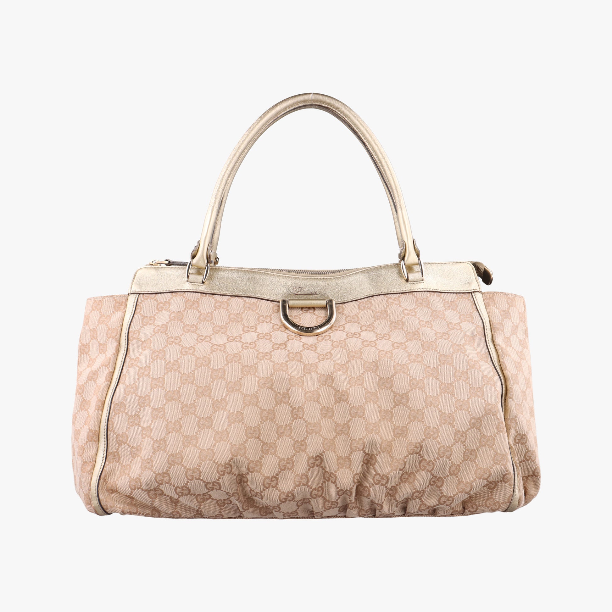 Vintage Gucci Abbey D-Ring Golden × Beige canvas×leather 190248 handbag | stylenewstar