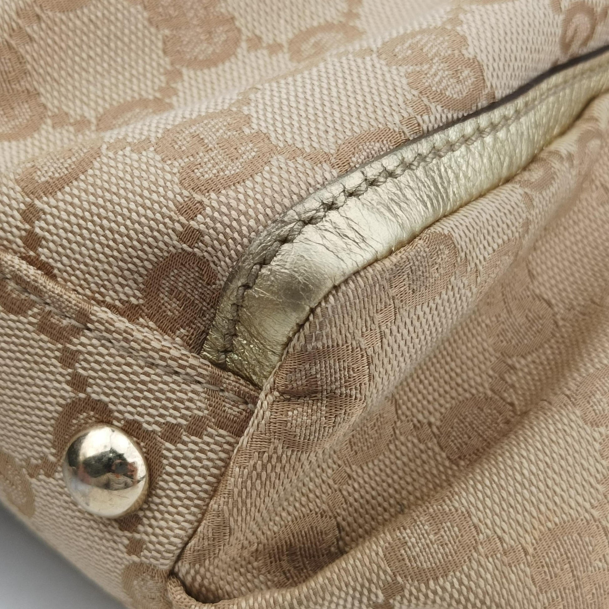 Vintage Gucci Abbey D-Ring Golden × Beige canvas×leather 190248 handbag | stylenewstar