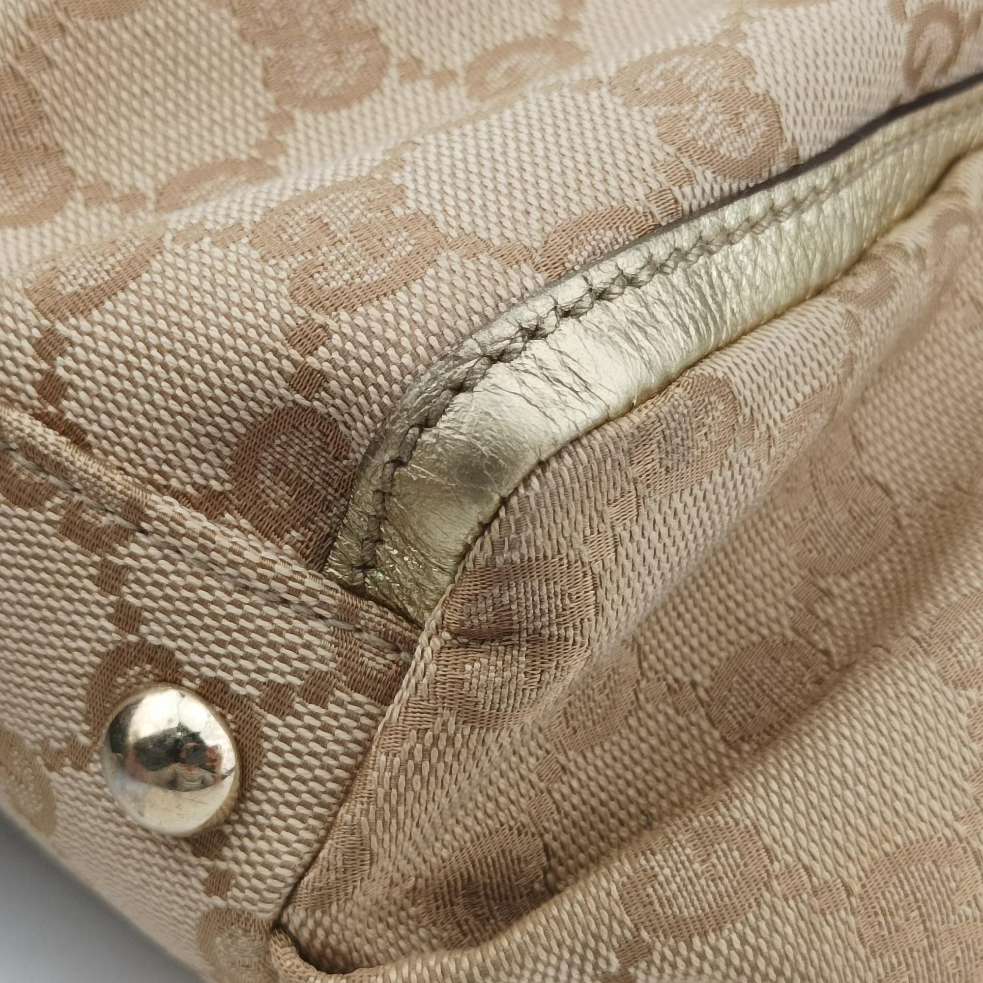Vintage Gucci Abbey D-Ring Golden × Beige canvas×leather 190248 handbag | stylenewstar