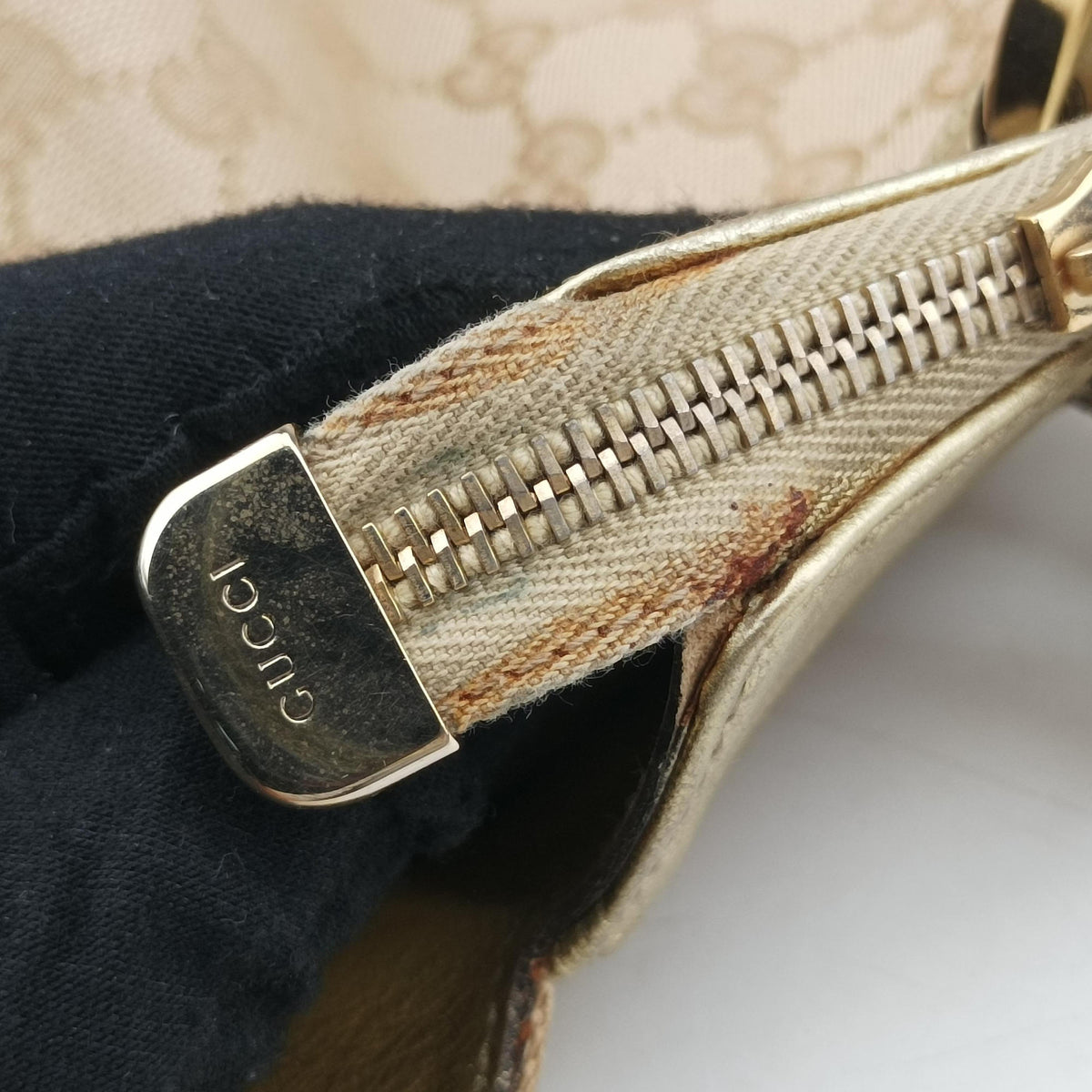 Vintage Gucci Abbey D-Ring Golden × Beige canvas×leather 190248 handbag | stylenewstar