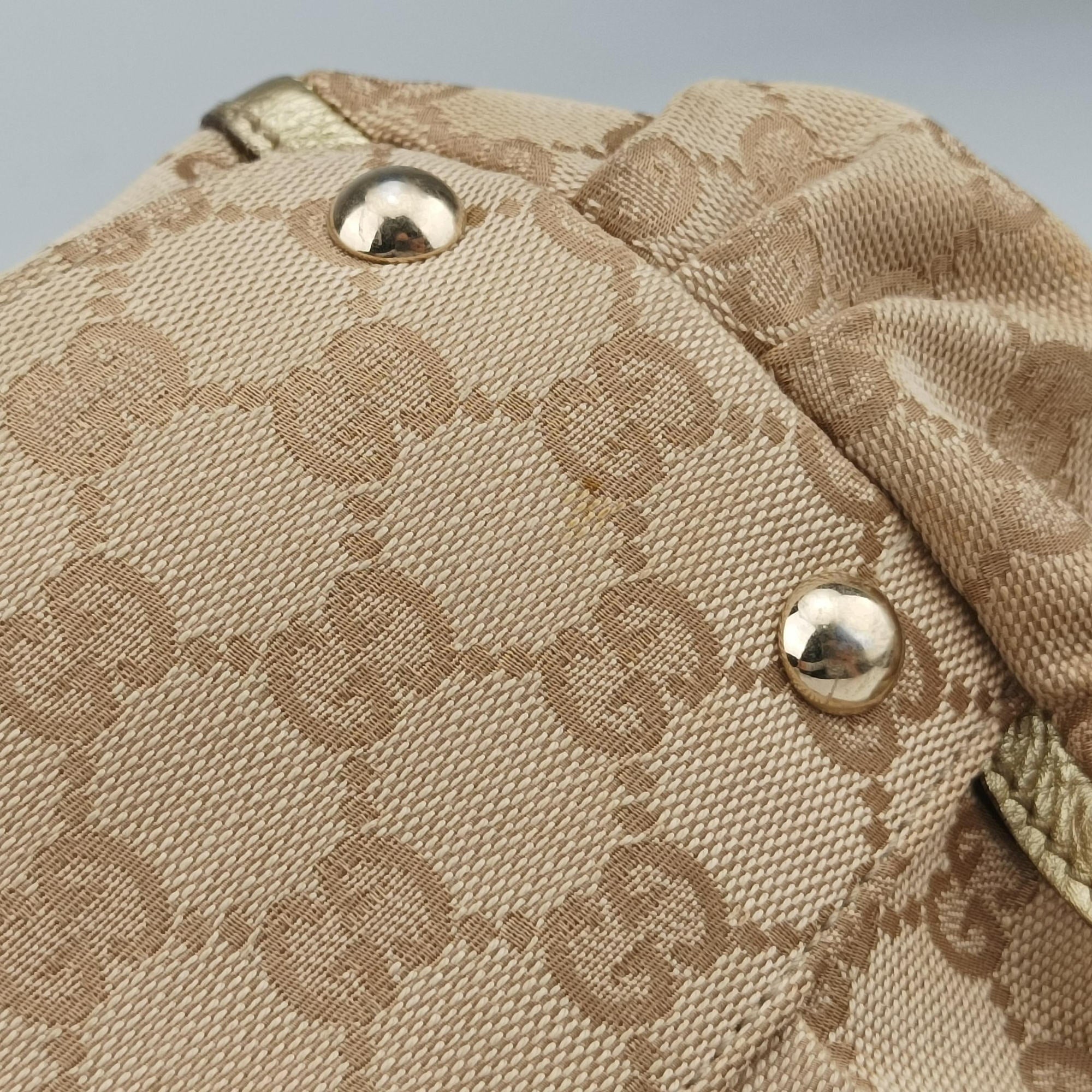 Vintage Gucci Abbey D-Ring Golden × Beige canvas×leather 190248 handbag | stylenewstar