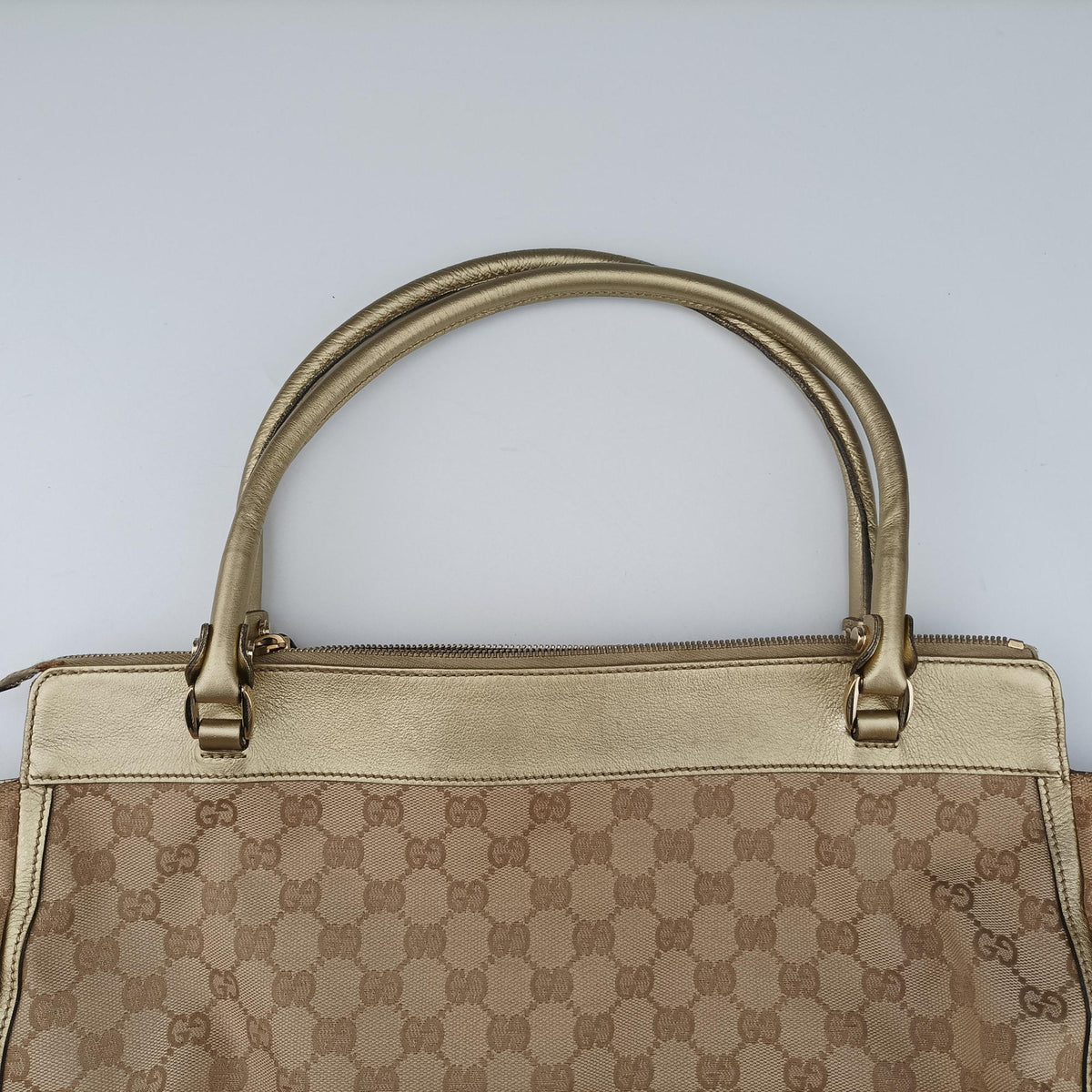 Vintage Gucci Abbey D-Ring Golden × Beige canvas×leather 190248 handbag | stylenewstar