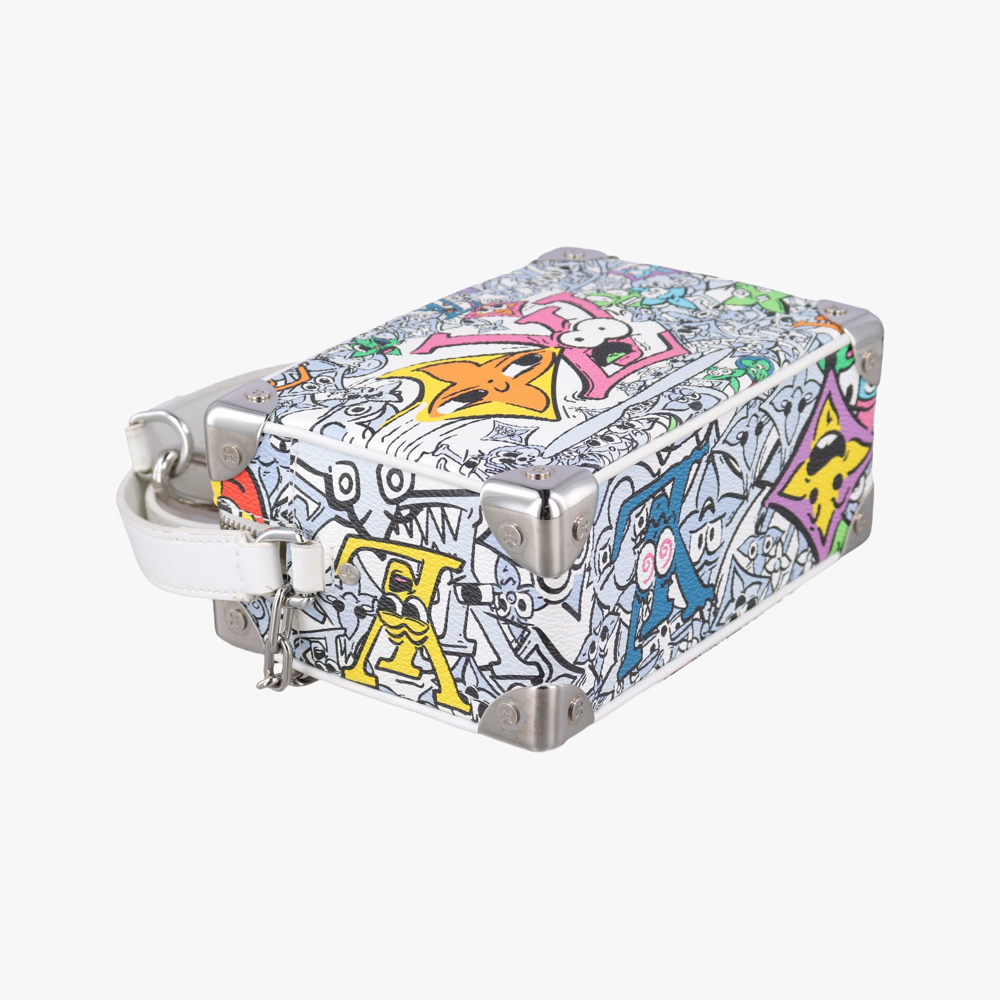 Mini Soft Trunk White×multicolor Monogram Comics M82008 IC Chipミニソフトトランク ホワイト×マルチカラー モノグラムコミック M82008 ICチップ