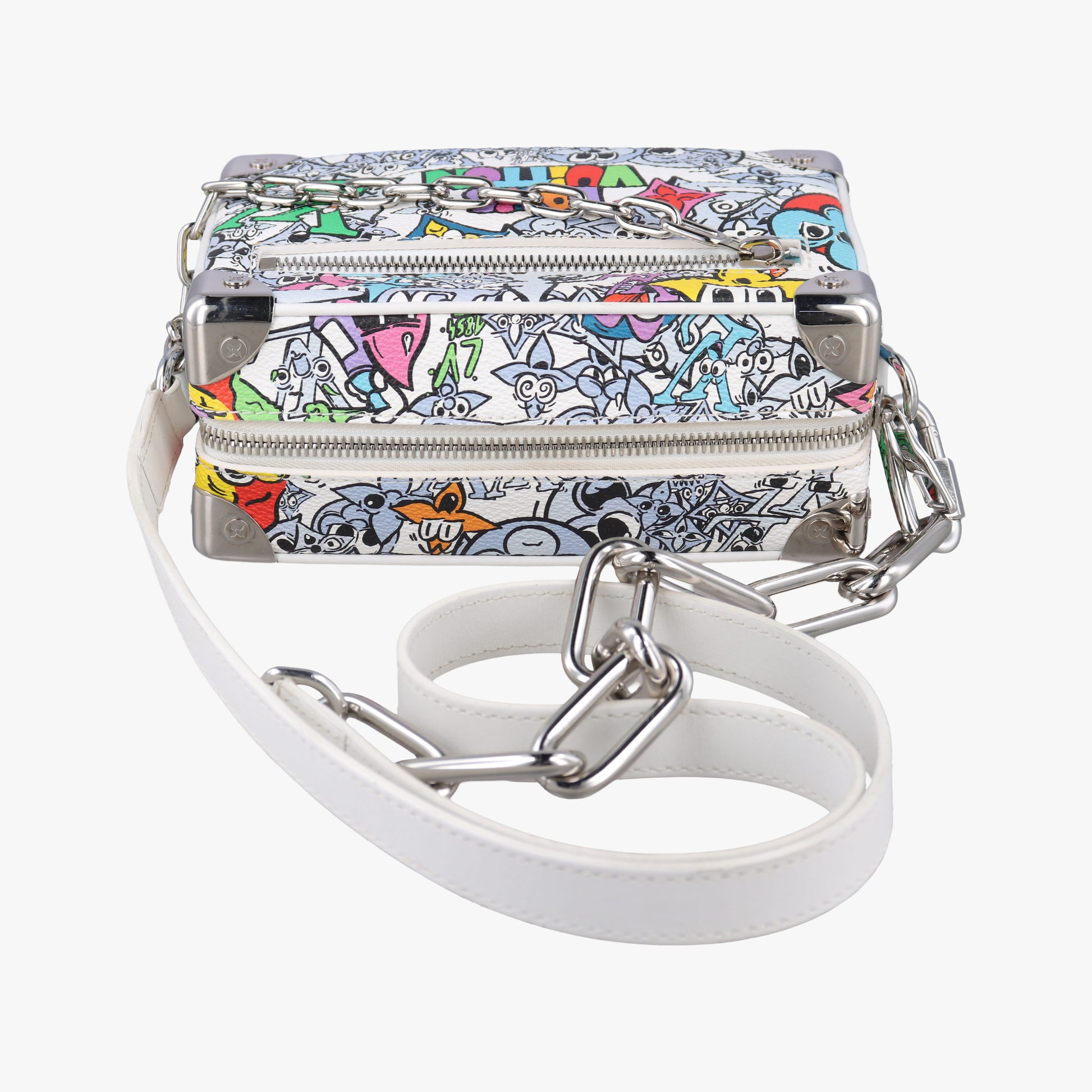Mini Soft Trunk White×multicolor Monogram Comics M82008 IC Chipミニソフトトランク ホワイト×マルチカラー モノグラムコミック M82008 ICチップ