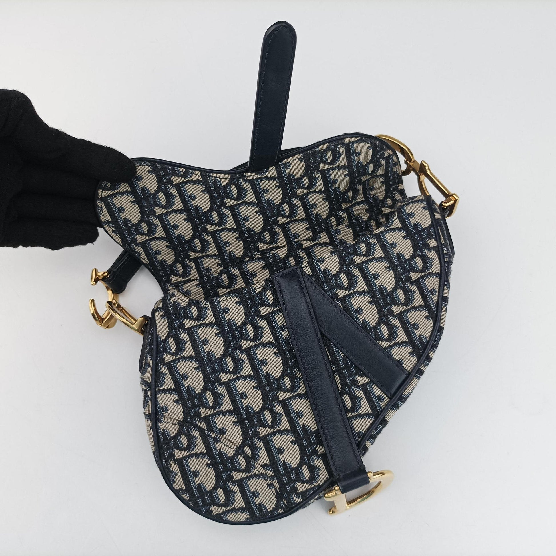 Saddle Navy×grey Jacquard × Leather 03-RU-0178サドル ネイビー×グレー ジャガード×レザー 03-RU-0178