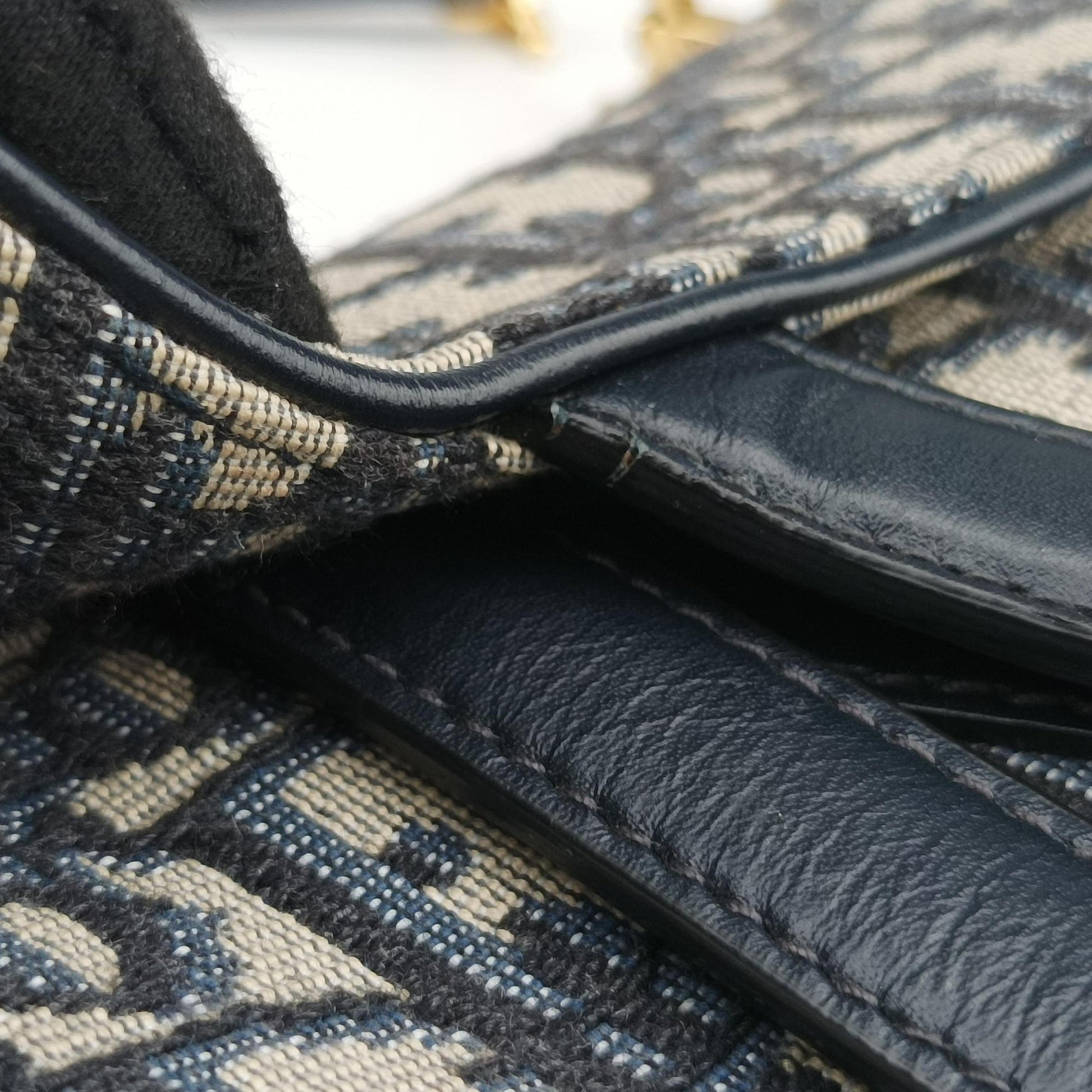Saddle Navy×grey Jacquard × Leather 03-RU-0178サドル ネイビー×グレー ジャガード×レザー 03-RU-0178