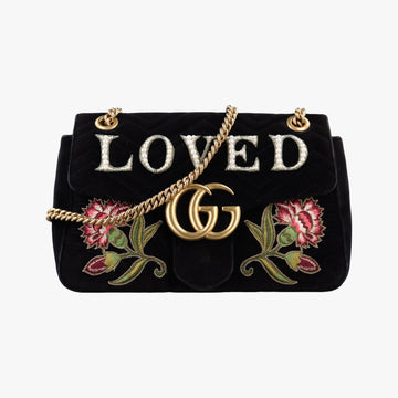 GG Marmont Black×multicolor velour 443496 A023406142GGマーモント ブラック×マルチカラー ベロア 443496 A023406142