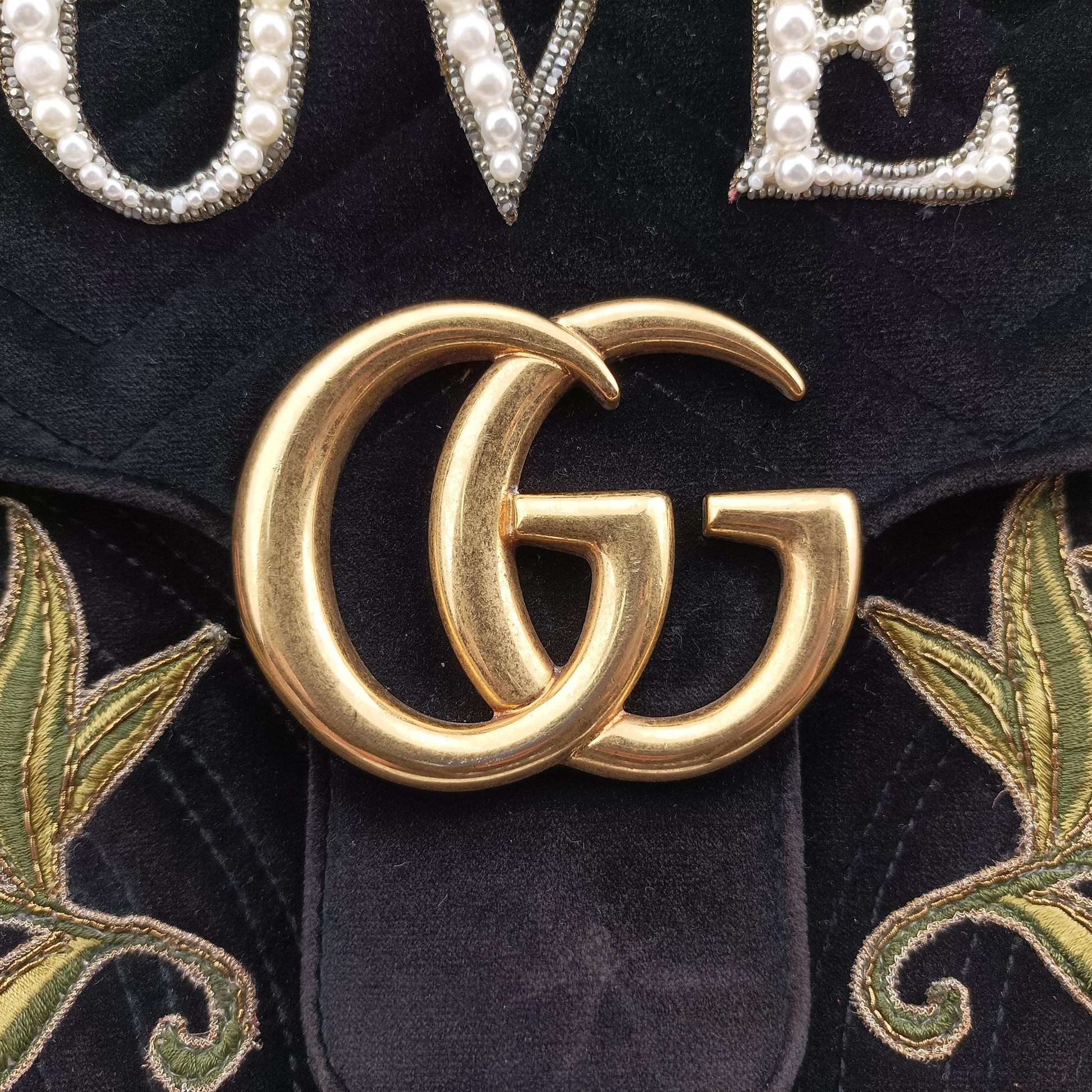 GG Marmont Black×multicolor velour 443496 A023406142GGマーモント ブラック×マルチカラー ベロア 443496 A023406142
