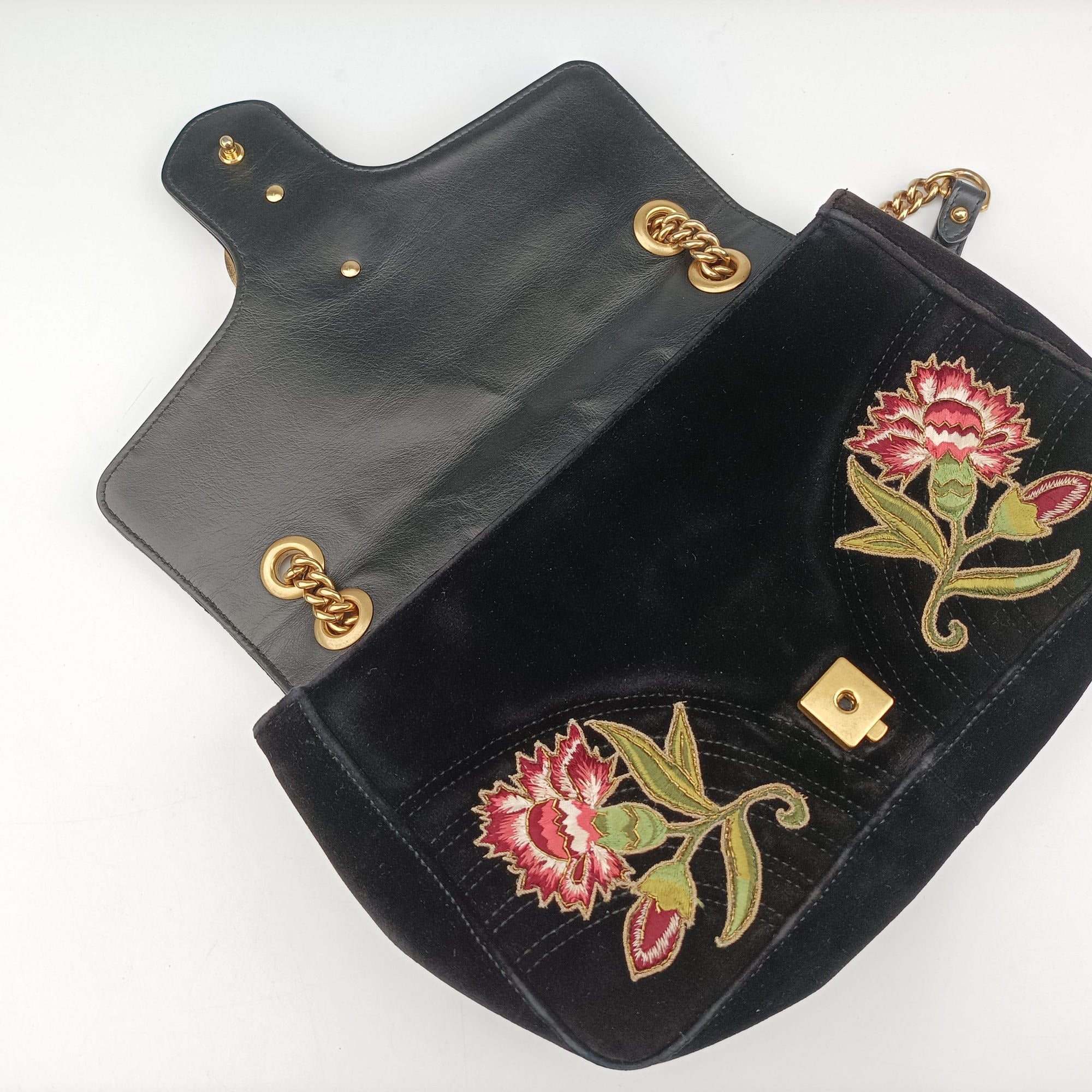 GG Marmont Black×multicolor velour 443496 A023406142GGマーモント ブラック×マルチカラー ベロア 443496 A023406142