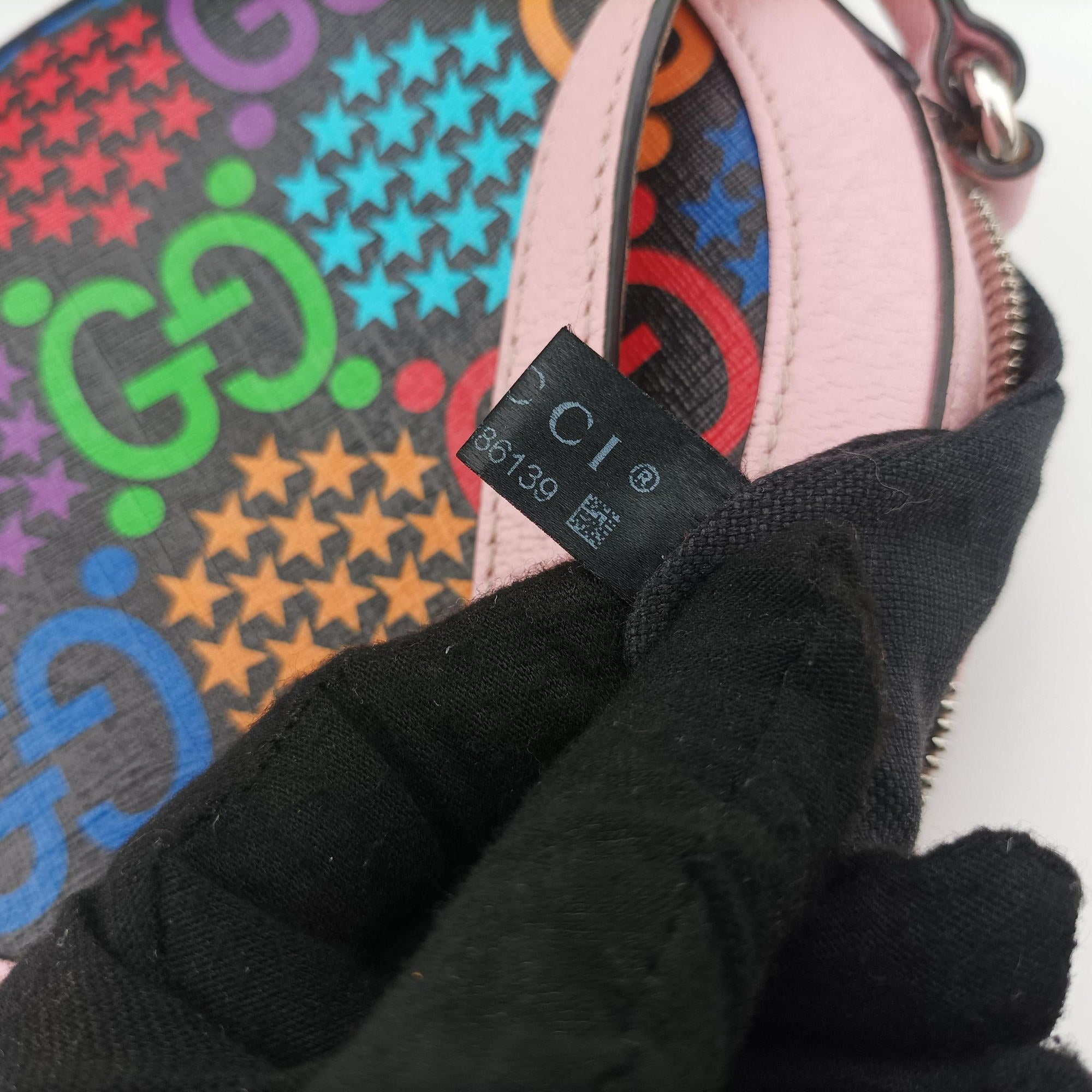 DISNEY Collaboration Mickey Mouse Pink×Black×Multicolor PVC coated canvas 603938 D031886139ディズニーコラボ ミッキーマウス ピンク×ブラック×マルチカラー PVCコーティングキャンバス 603938 D031886139