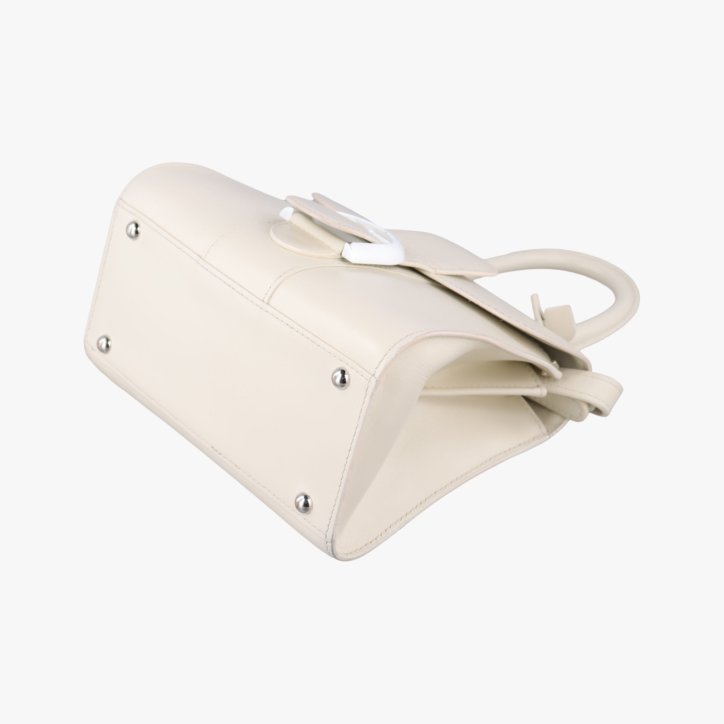 Pre-owned Delvaux Brillon MM White Leather  shoulderbag | stylenewstar