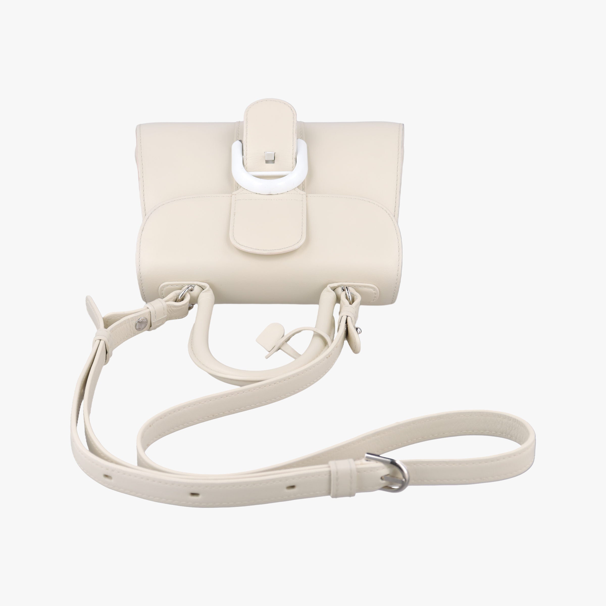 Pre-owned Delvaux Brillon MM White Leather  shoulderbag | stylenewstar