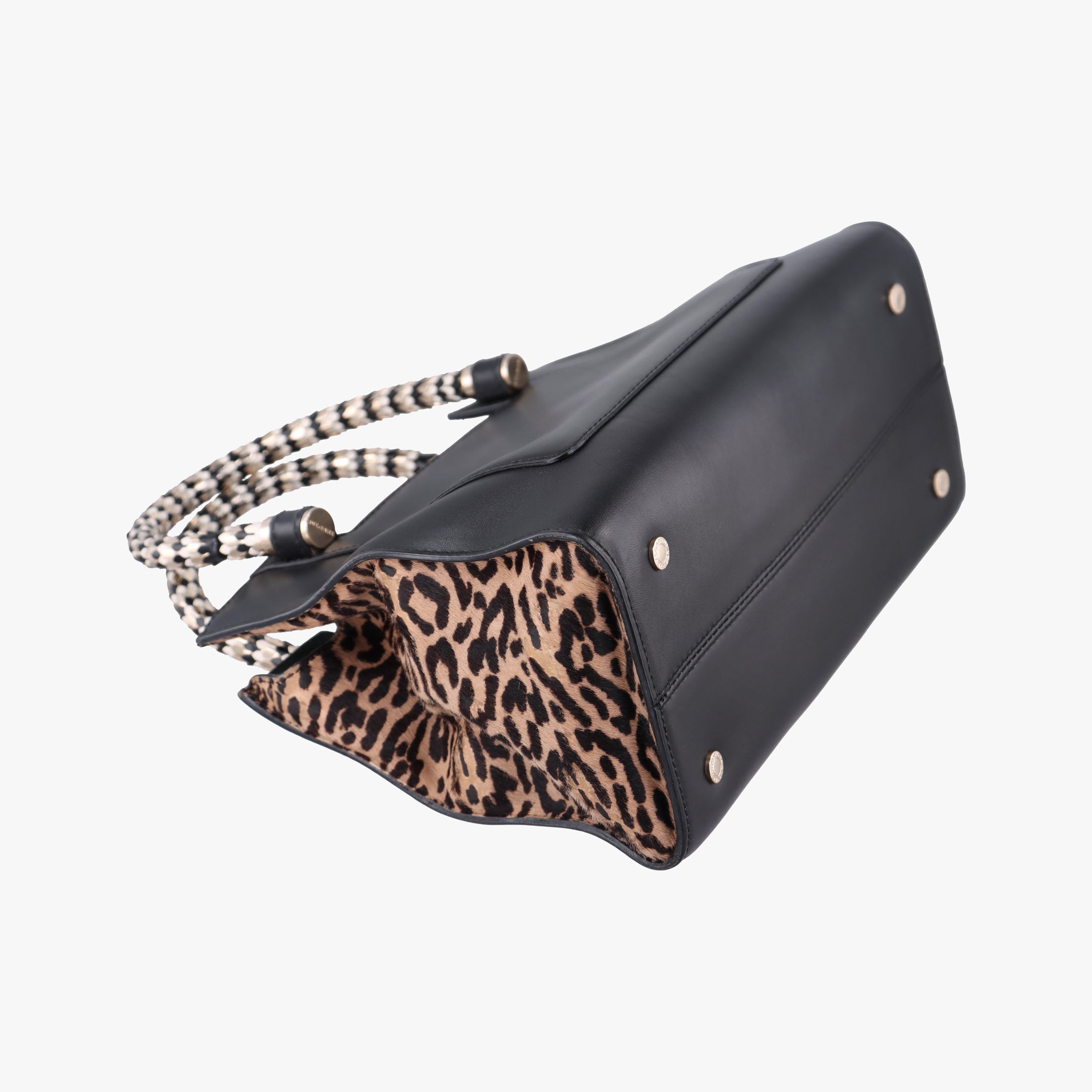Serpenti Scaglie Black × Leopard Pattern Pony × Leather EK.F14.37787セルペンティ スカリエ ブラック × レオパード柄 ハラコ×レザー EK.F14.37787