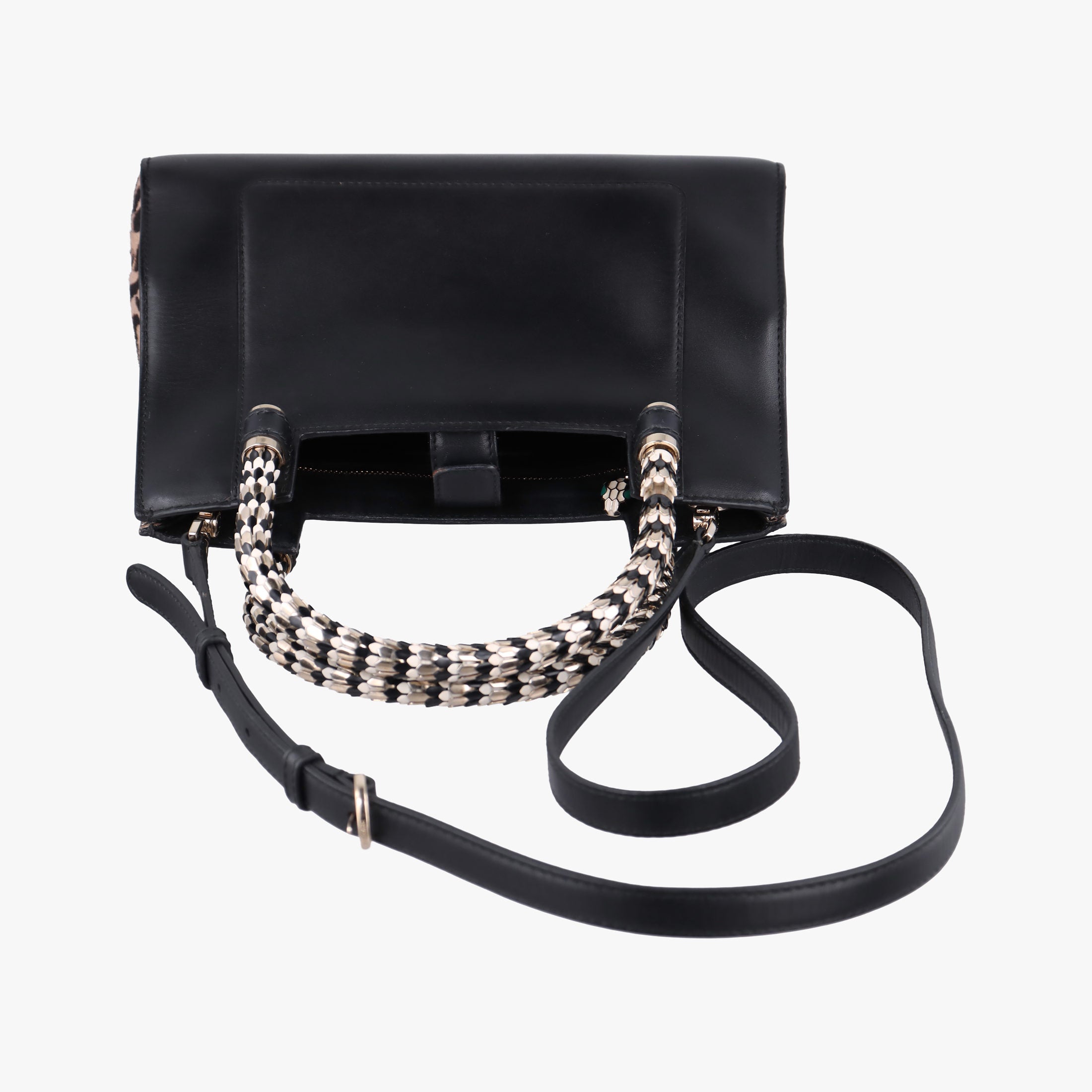 Serpenti Scaglie Black × Leopard Pattern Pony × Leather EK.F14.37787セルペンティ スカリエ ブラック × レオパード柄 ハラコ×レザー EK.F14.37787