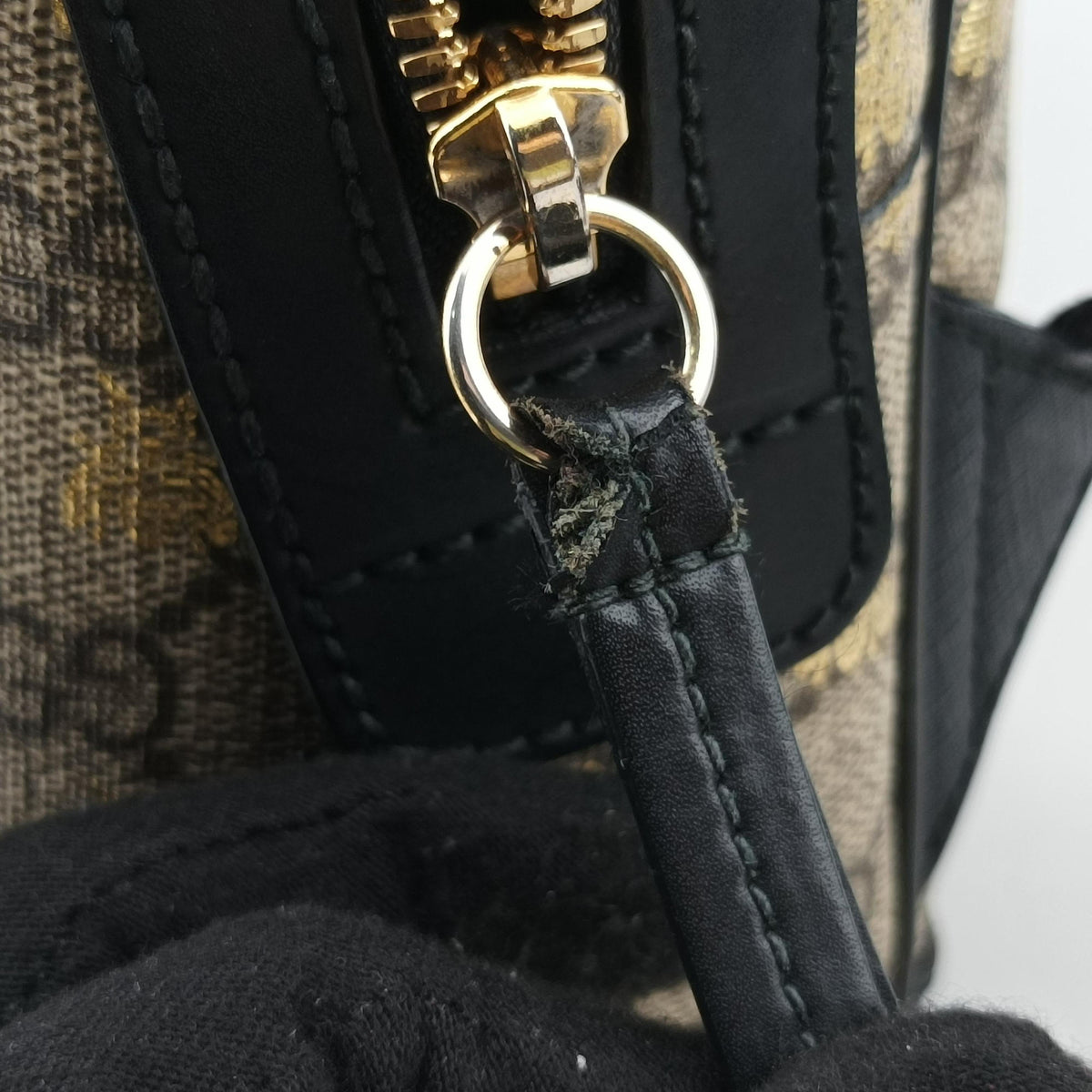 Bee GG Supreme beige×black PVC coated canvas×leather 427042 F027193087GGスプリーム ビー ベージュ×ブラック PVCコーティングキャンバス×レザー 427042 F027193087