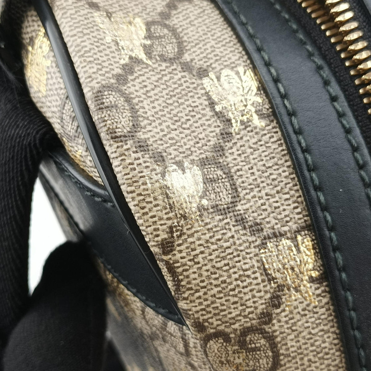 Bee GG Supreme beige×black PVC coated canvas×leather 427042 F027193087GGスプリーム ビー ベージュ×ブラック PVCコーティングキャンバス×レザー 427042 F027193087