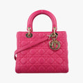 Lady Dior Rose lambskin 01-MA-0162レディディオール ローズ レッド ラムスキン 01-MA-0162