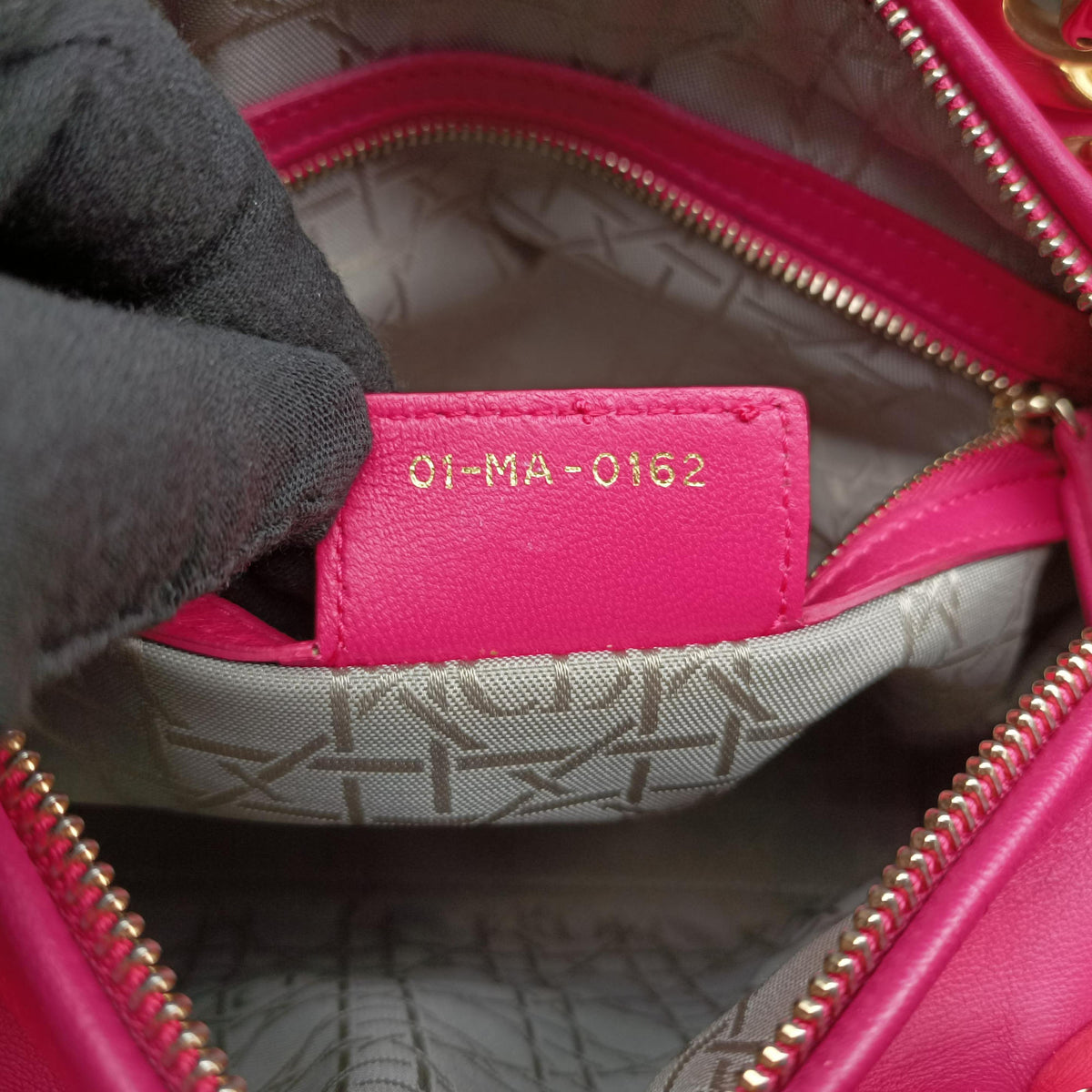 Lady Dior Rose lambskin 01-MA-0162レディディオール ローズ レッド ラムスキン 01-MA-0162