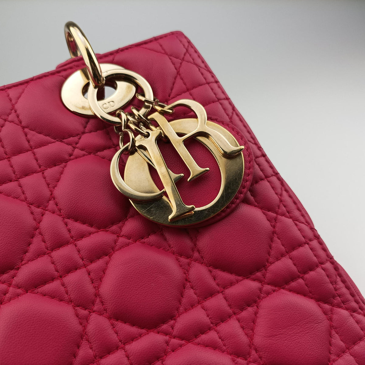 Lady Dior Rose lambskin 01-MA-0162レディディオール ローズ レッド ラムスキン 01-MA-0162