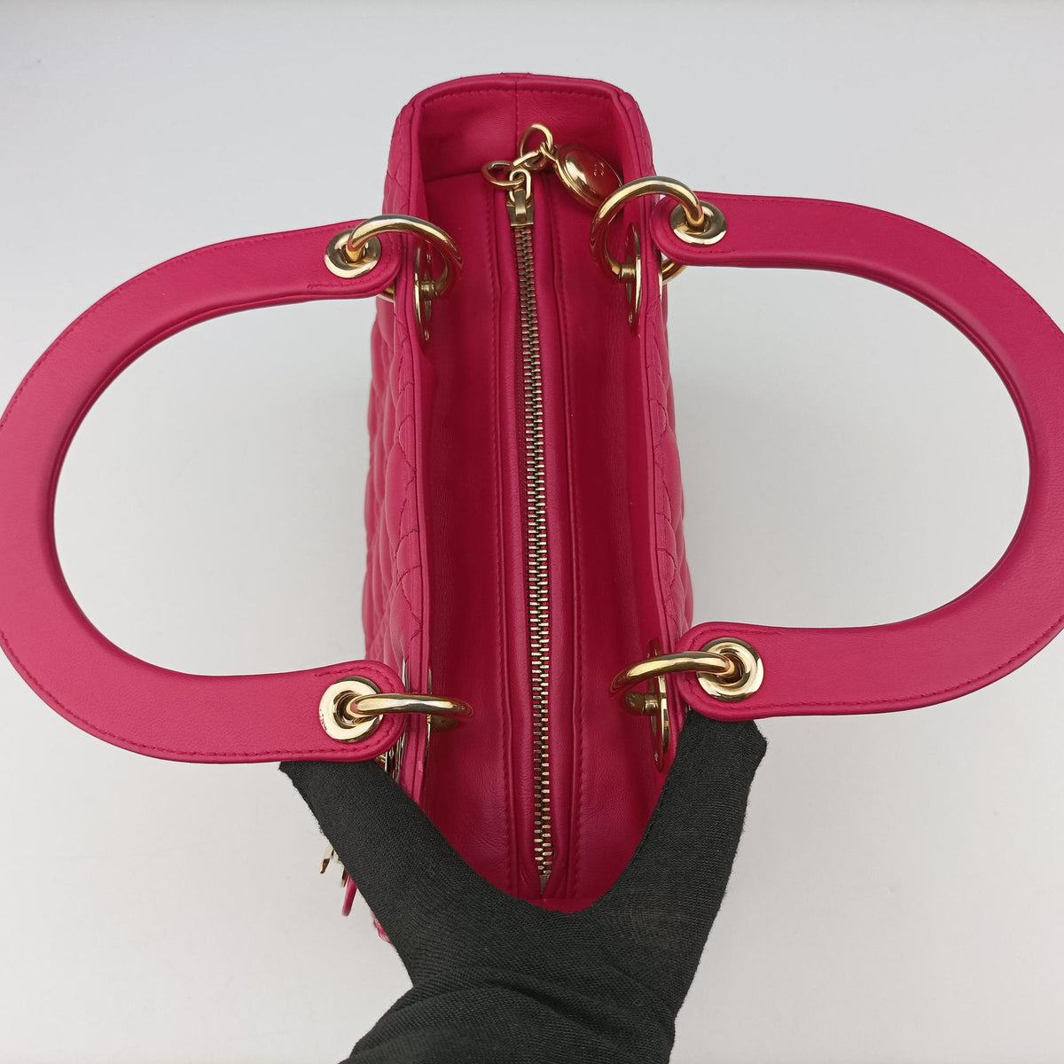 Lady Dior Rose lambskin 01-MA-0162レディディオール ローズ レッド ラムスキン 01-MA-0162