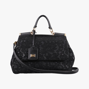SICILY Black Leather×Crochet 48シシリー ブラック レザー×クロッシェ 48