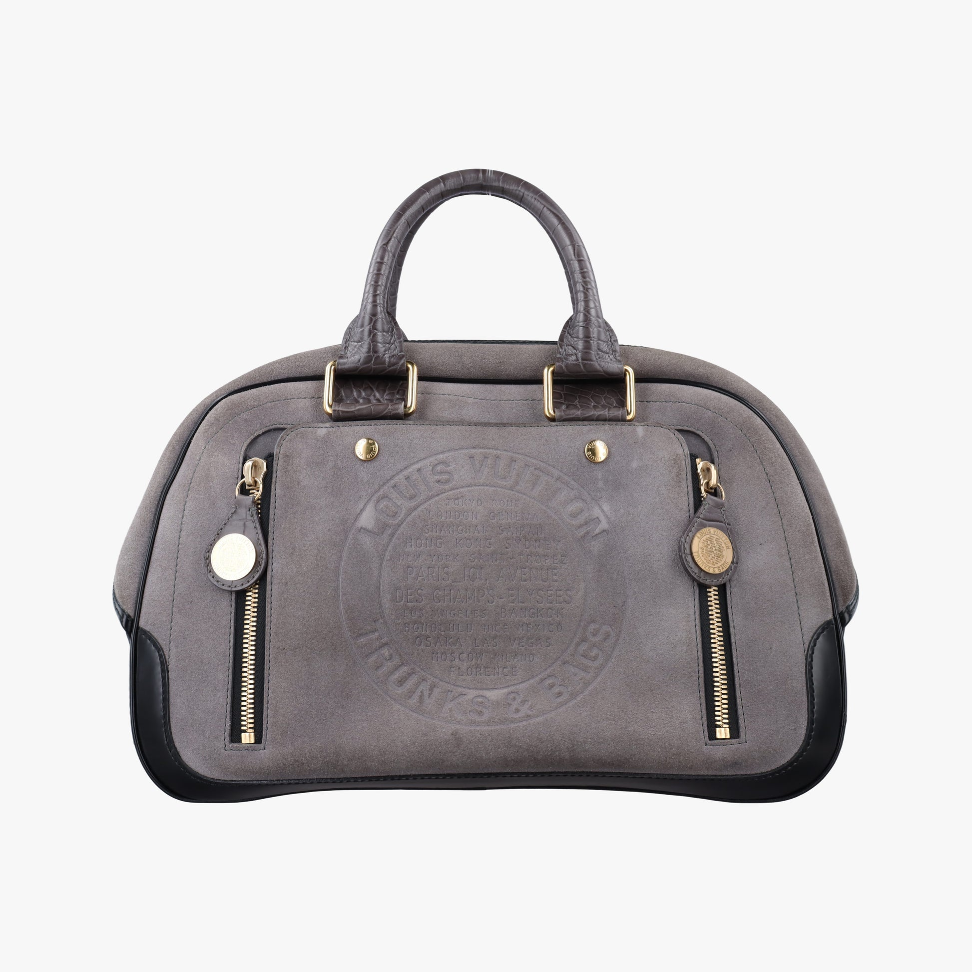 Havane Stamped Trunk BowlerGreySuede× LeatherM95237LM0076ハヴァン スタンプド トランク ボウラーグレースエード × レザーM95237LM0076