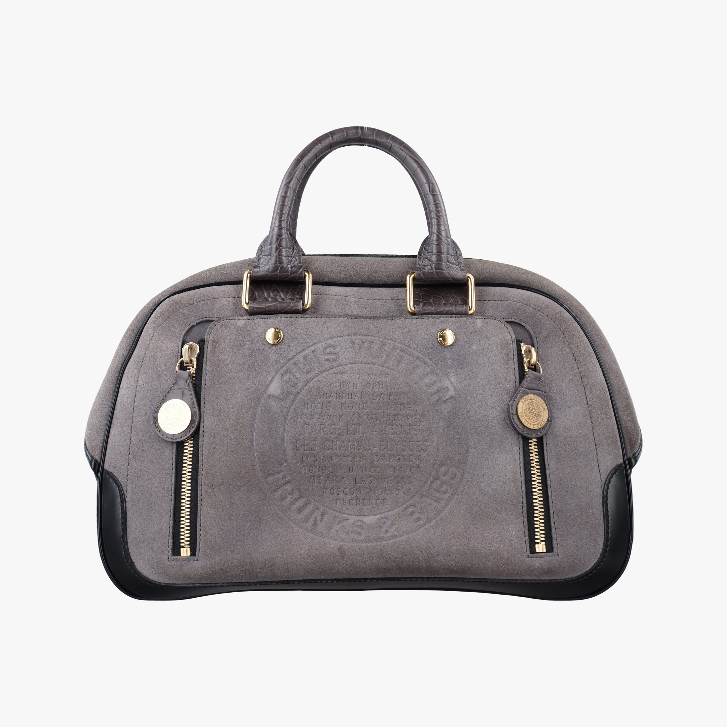 Havane Stamped Trunk BowlerGreySuede× LeatherM95237LM0076ハヴァン スタンプド トランク ボウラーグレースエード × レザーM95237LM0076
