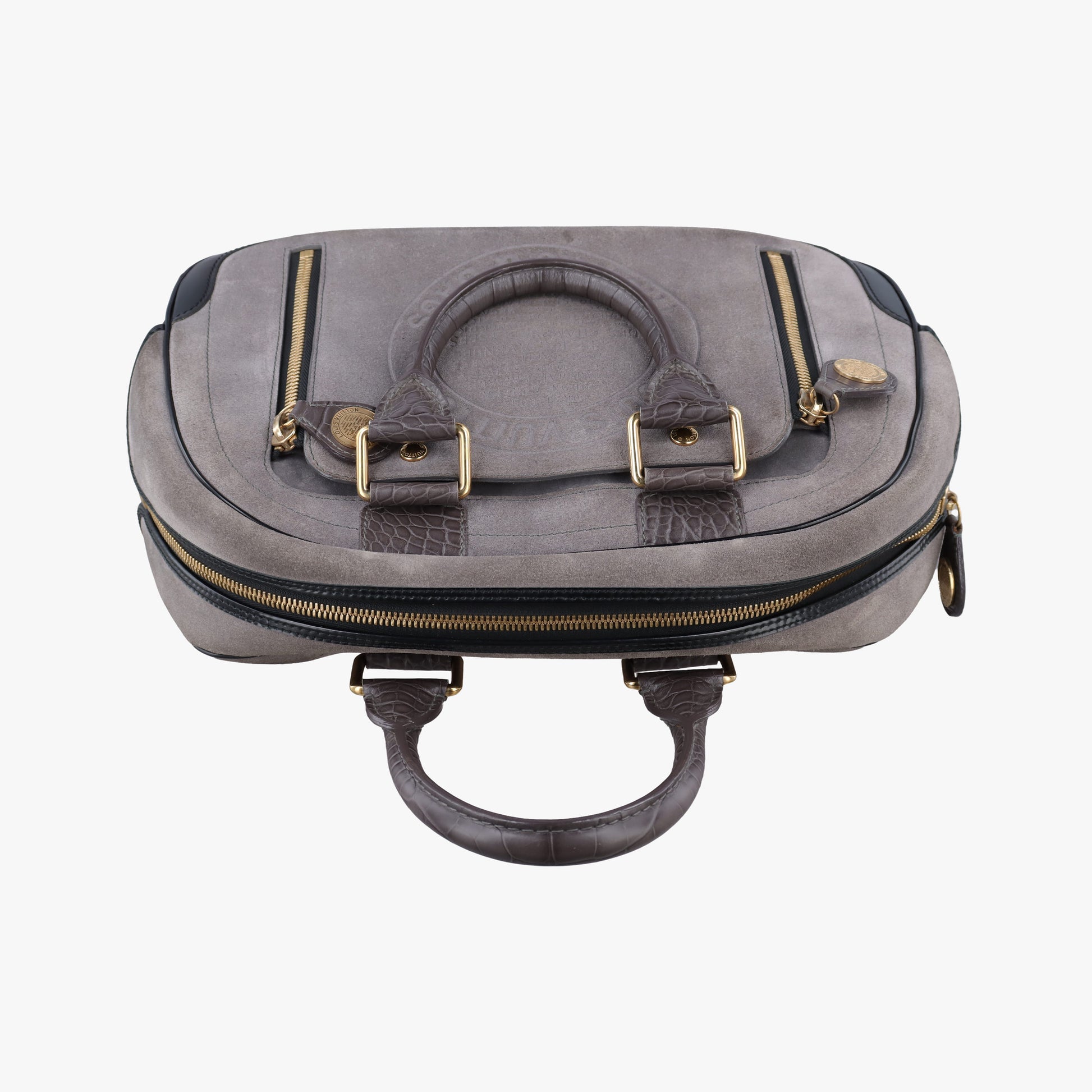 Havane Stamped Trunk BowlerGreySuede× LeatherM95237LM0076ハヴァン スタンプド トランク ボウラーグレースエード × レザーM95237LM0076