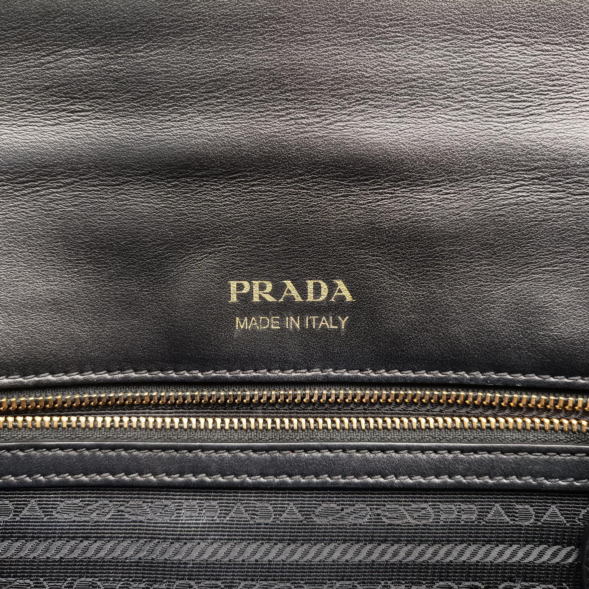 Secondhand Prada Plex Ribbon black×green×grey Leather 1BD067 shoulderbag | stylenewstar
