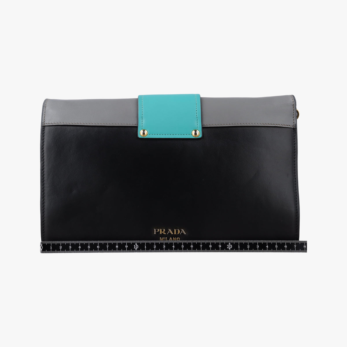 Secondhand Prada Plex Ribbon black×green×grey Leather 1BD067 shoulderbag | stylenewstar