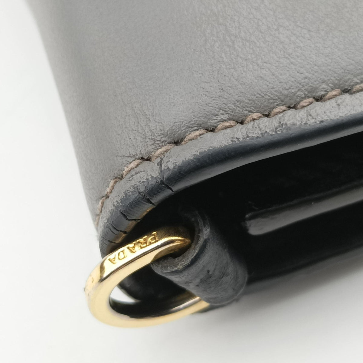 Secondhand Prada Plex Ribbon black×green×grey Leather 1BD067 shoulderbag | stylenewstar