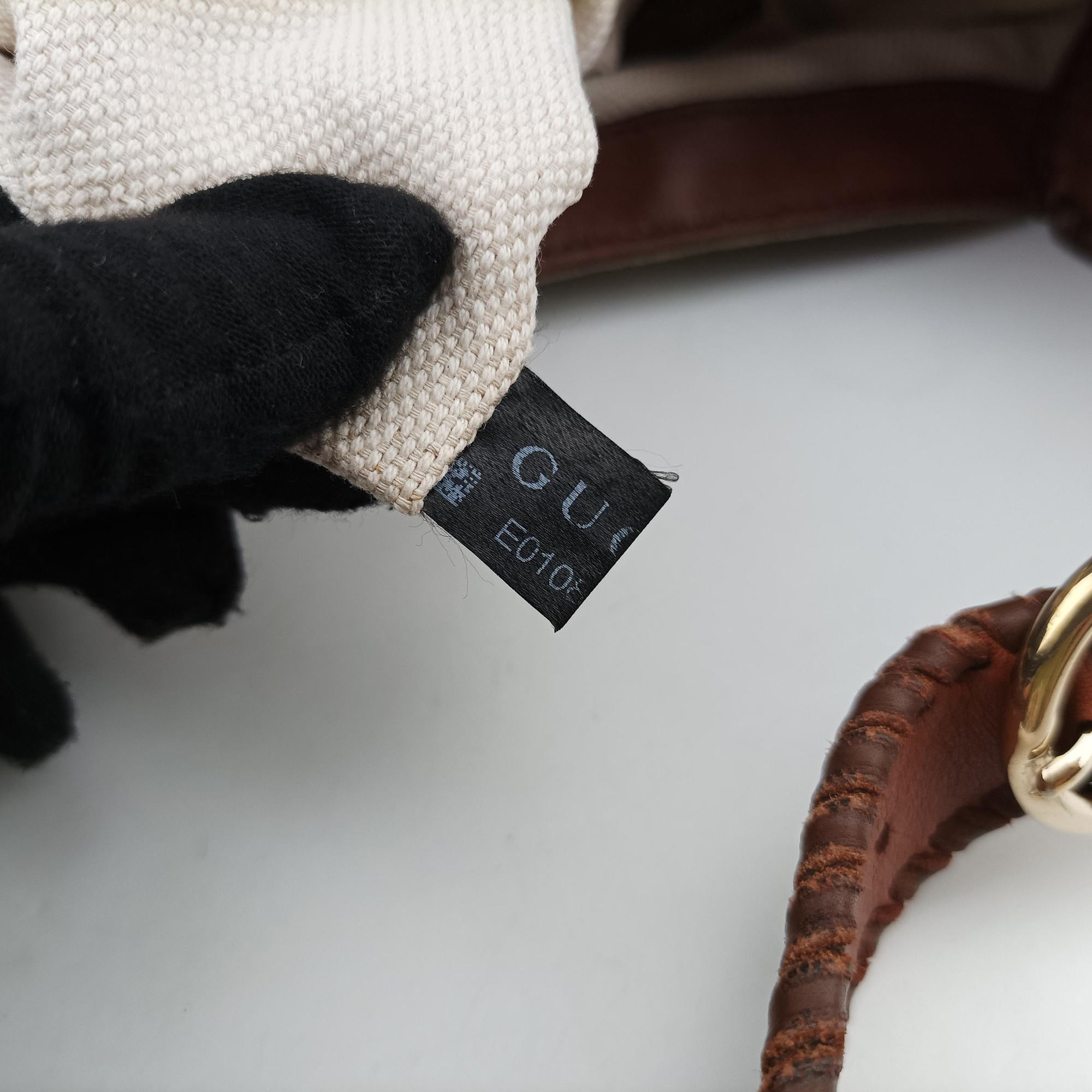 New Jackie White × Brown denim×leather 246907 E010897729ニュージャッキー ホワイト×ブラウン デニム×レザー 246907 E010897729