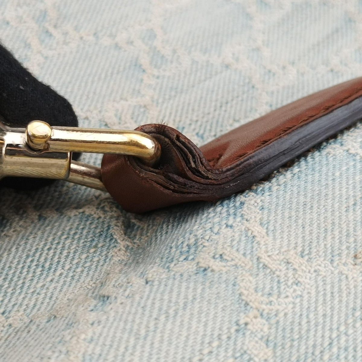 New Jackie White × Brown denim×leather 246907 E010897729ニュージャッキー ホワイト×ブラウン デニム×レザー 246907 E010897729
