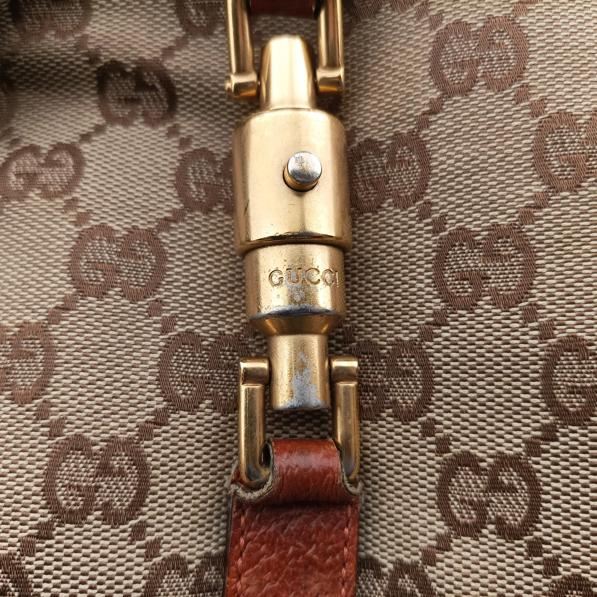 Piston Lock Jackie Hobo Beige x Brown canvas×leather 120885 ニュージャッキー ベージュ×ブラウン キャンバス×レザー 120885 