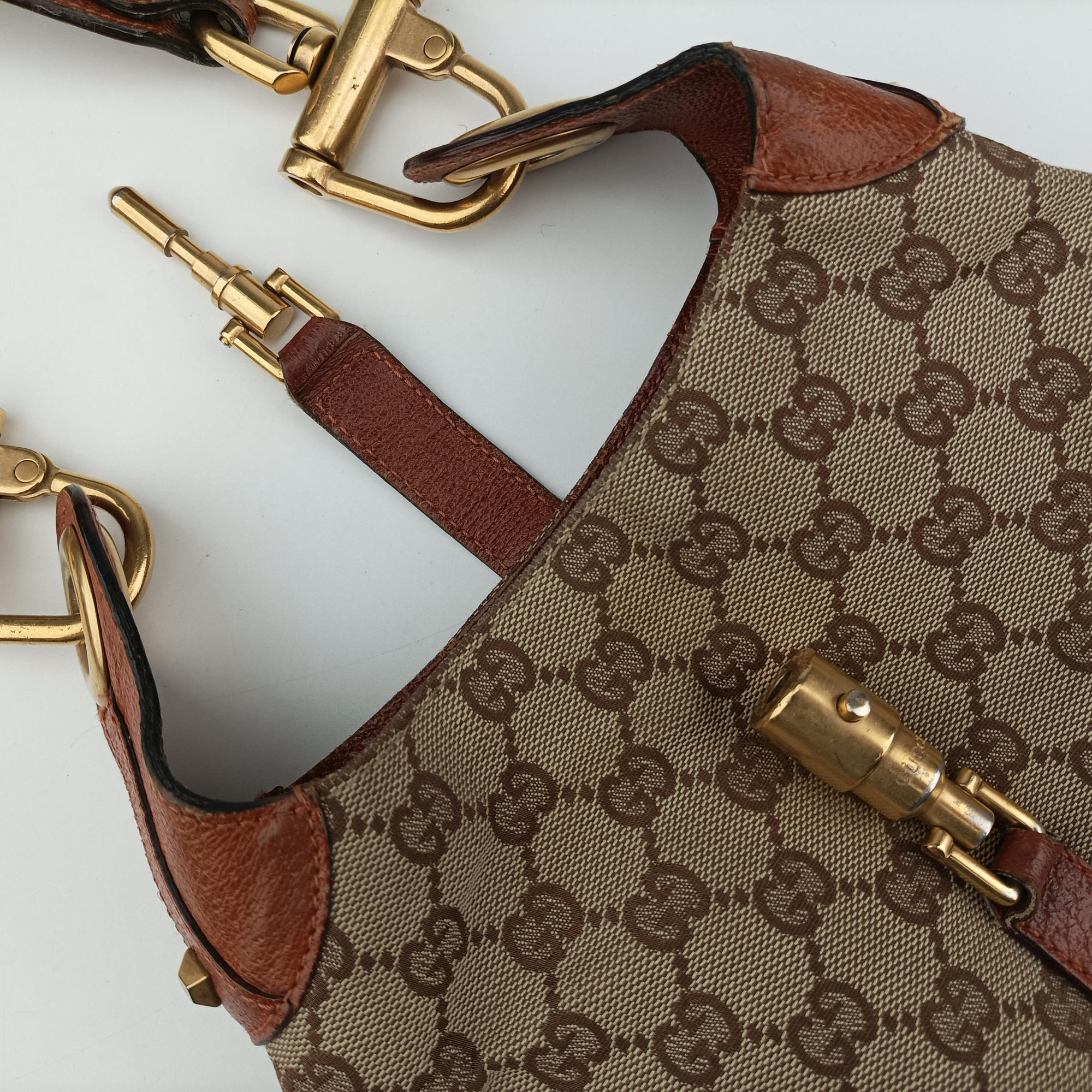 Piston Lock Jackie Hobo Beige x Brown canvas×leather 120885 ニュージャッキー ベージュ×ブラウン キャンバス×レザー 120885 