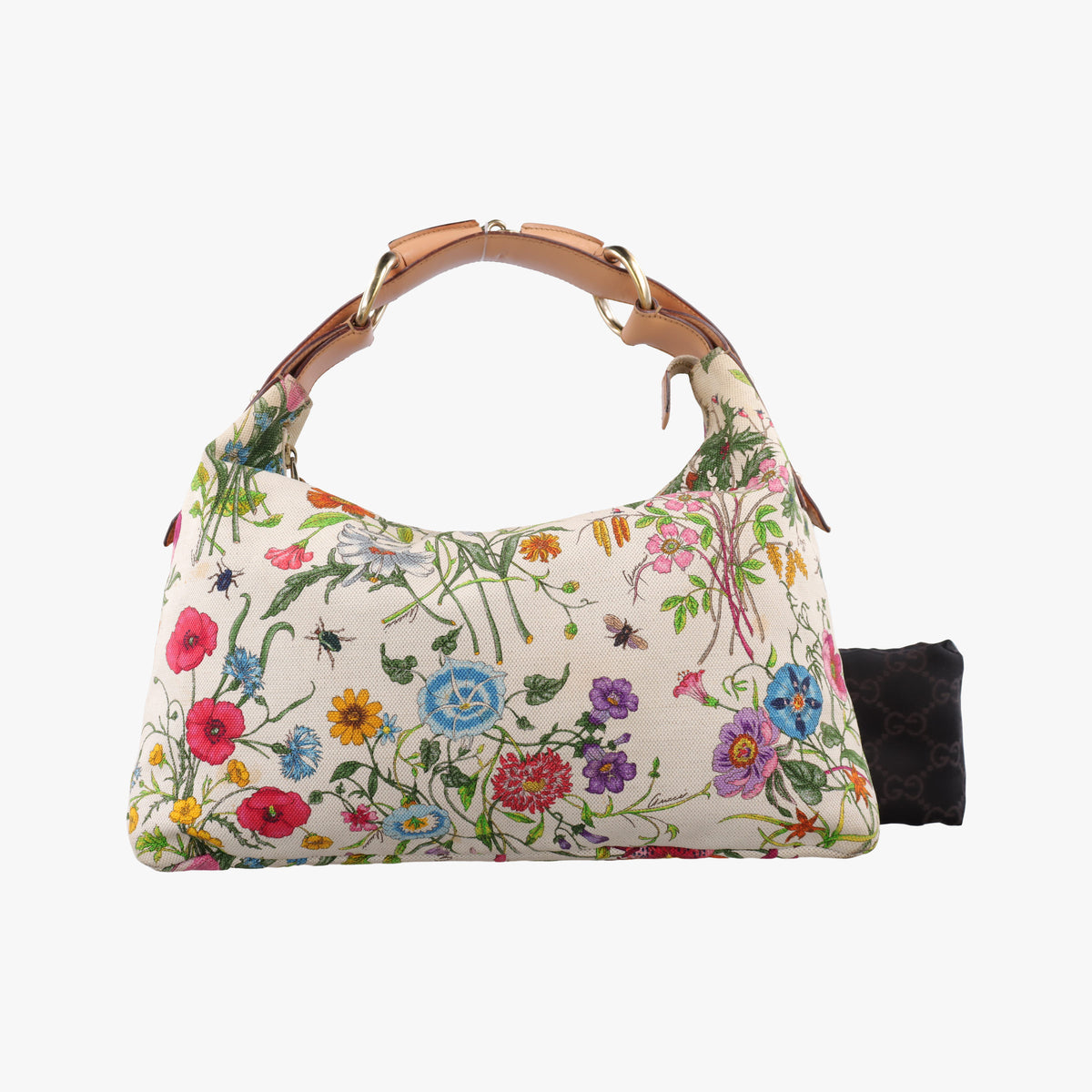 Secondhand Gucci horsebit hobo White×Multicolour canvas×leather 115867 handbag | stylenewstar