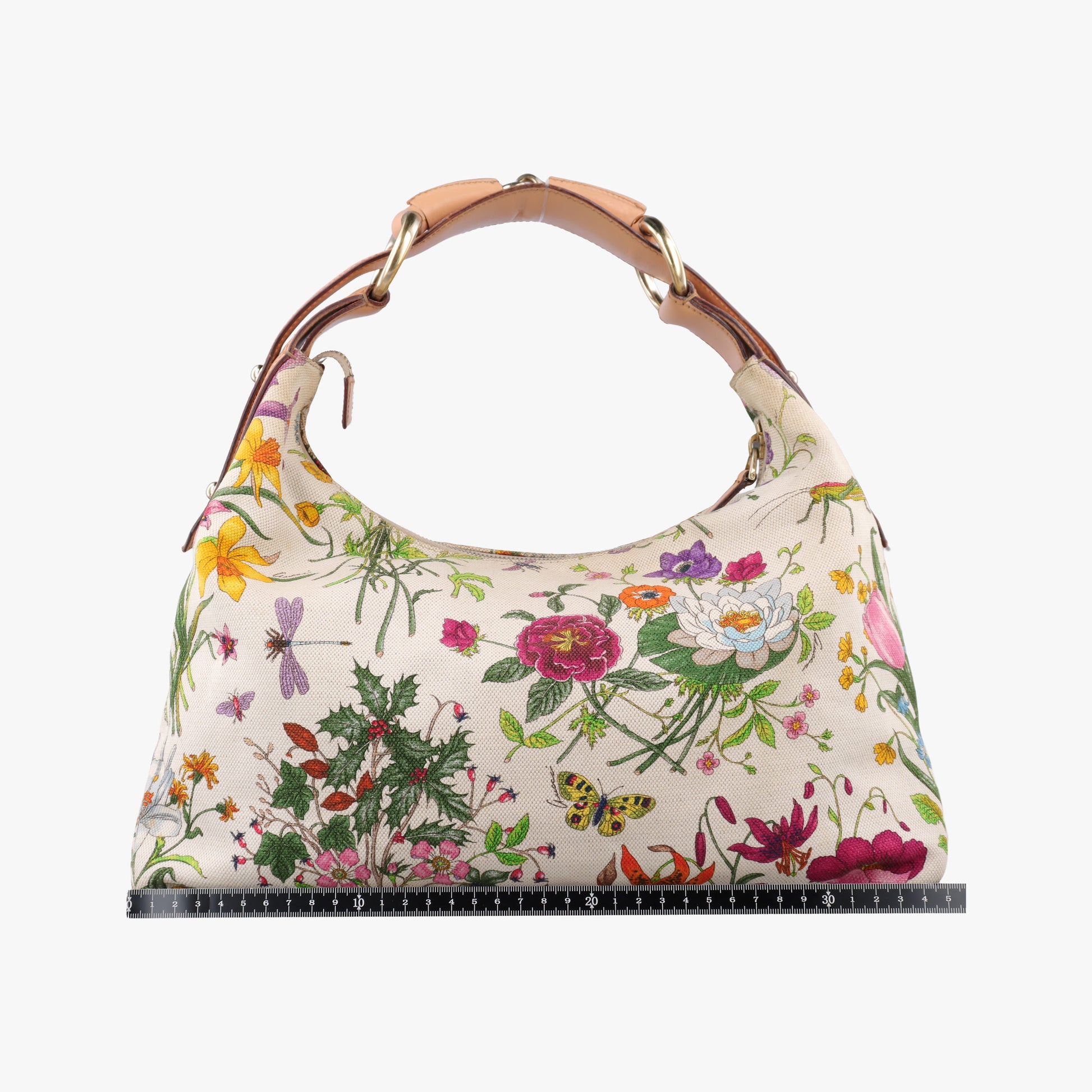 Secondhand Gucci horsebit hobo White×Multicolour canvas×leather 115867 handbag | stylenewstar