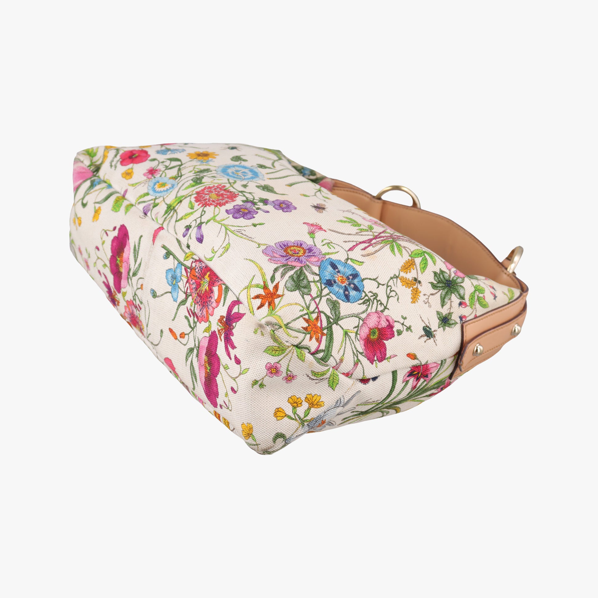 Secondhand Gucci horsebit hobo White×Multicolour canvas×leather 115867 handbag | stylenewstar