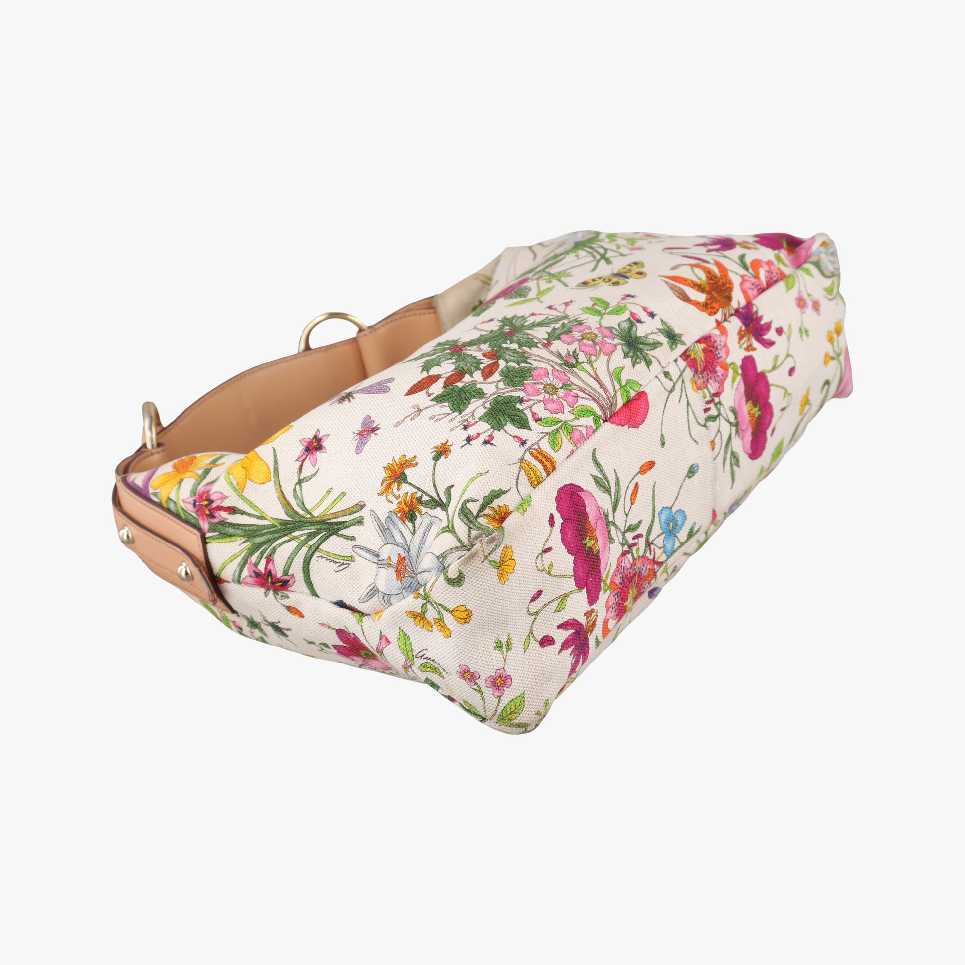 Secondhand Gucci horsebit hobo White×Multicolour canvas×leather 115867 handbag | stylenewstar
