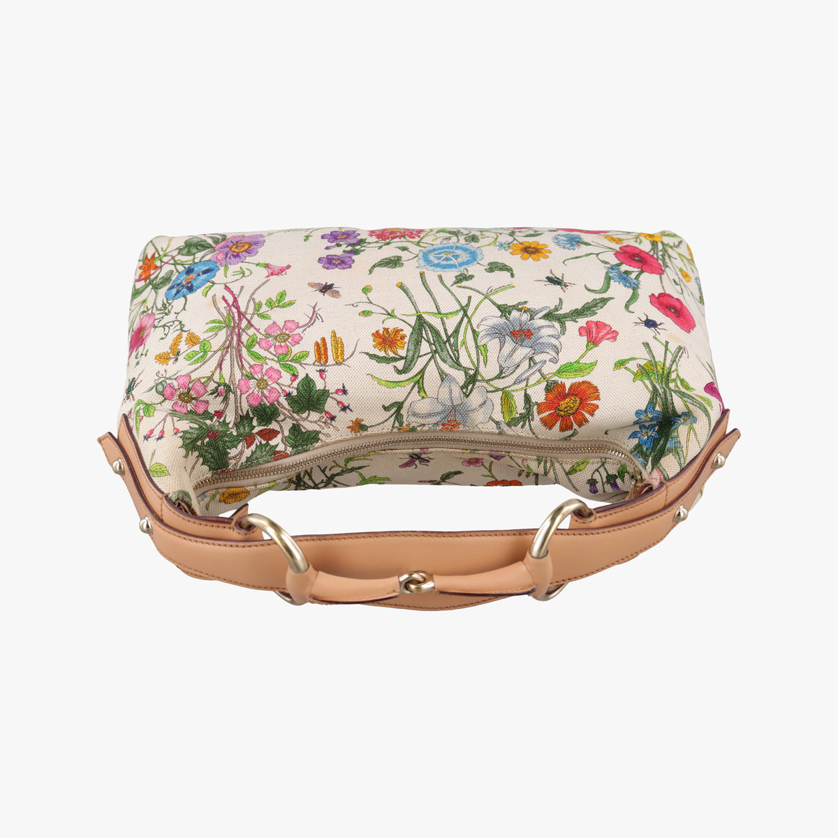 Secondhand Gucci horsebit hobo White×Multicolour canvas×leather 115867 handbag | stylenewstar