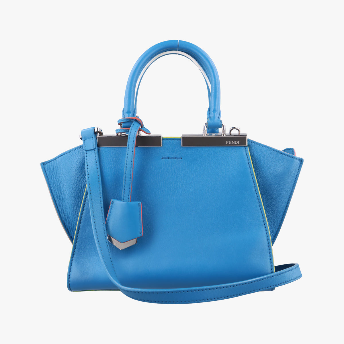 Pre-owned Fendi Petite 3Jours Blue Leather 8BH333 shoulderbag | stylenewstar