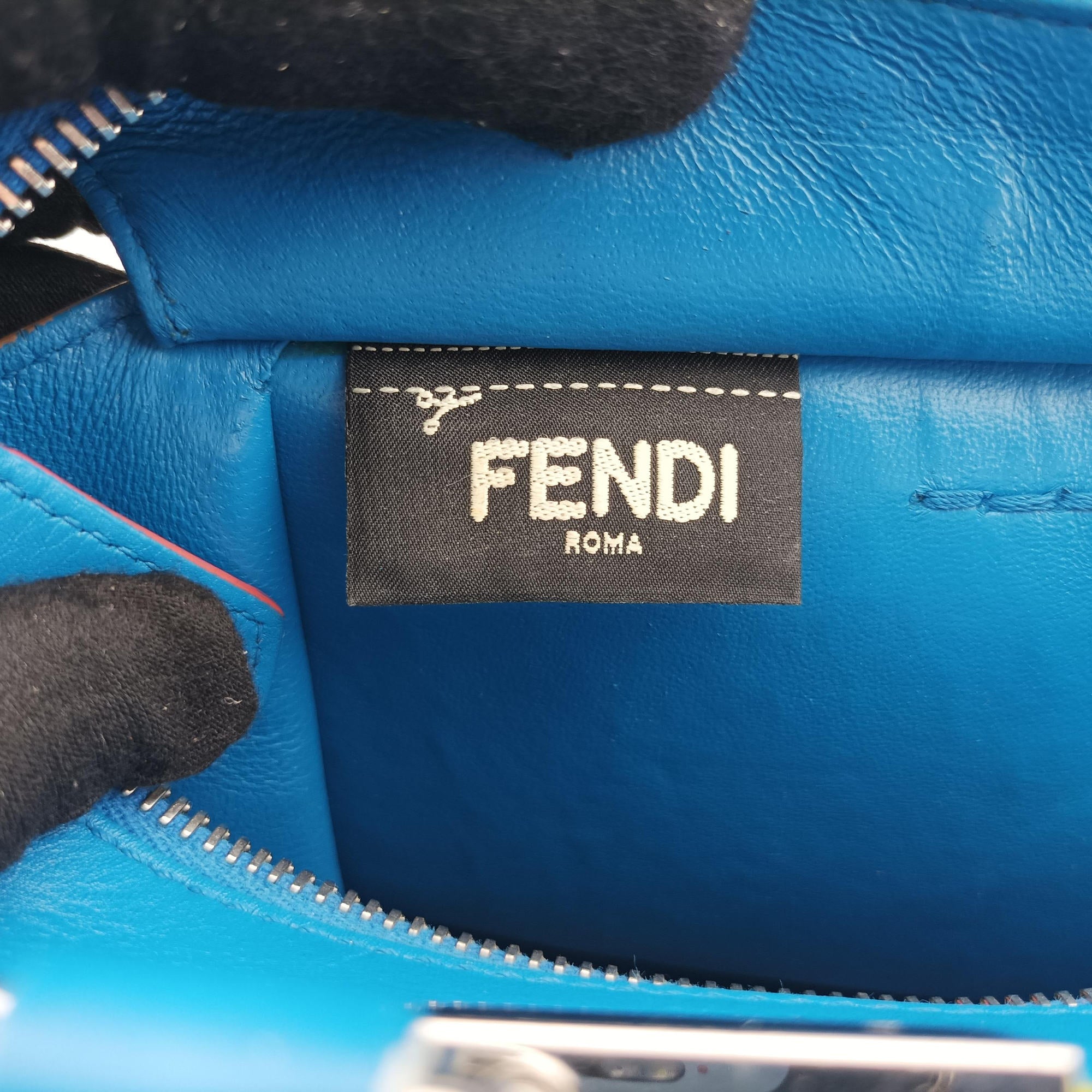 Pre-owned Fendi Petite 3Jours Blue Leather 8BH333 shoulderbag | stylenewstar