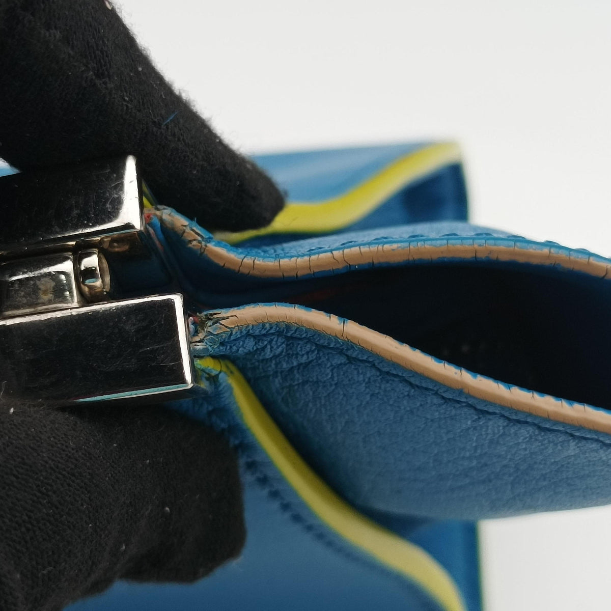 Pre-owned Fendi Petite 3Jours Blue Leather 8BH333 shoulderbag | stylenewstar